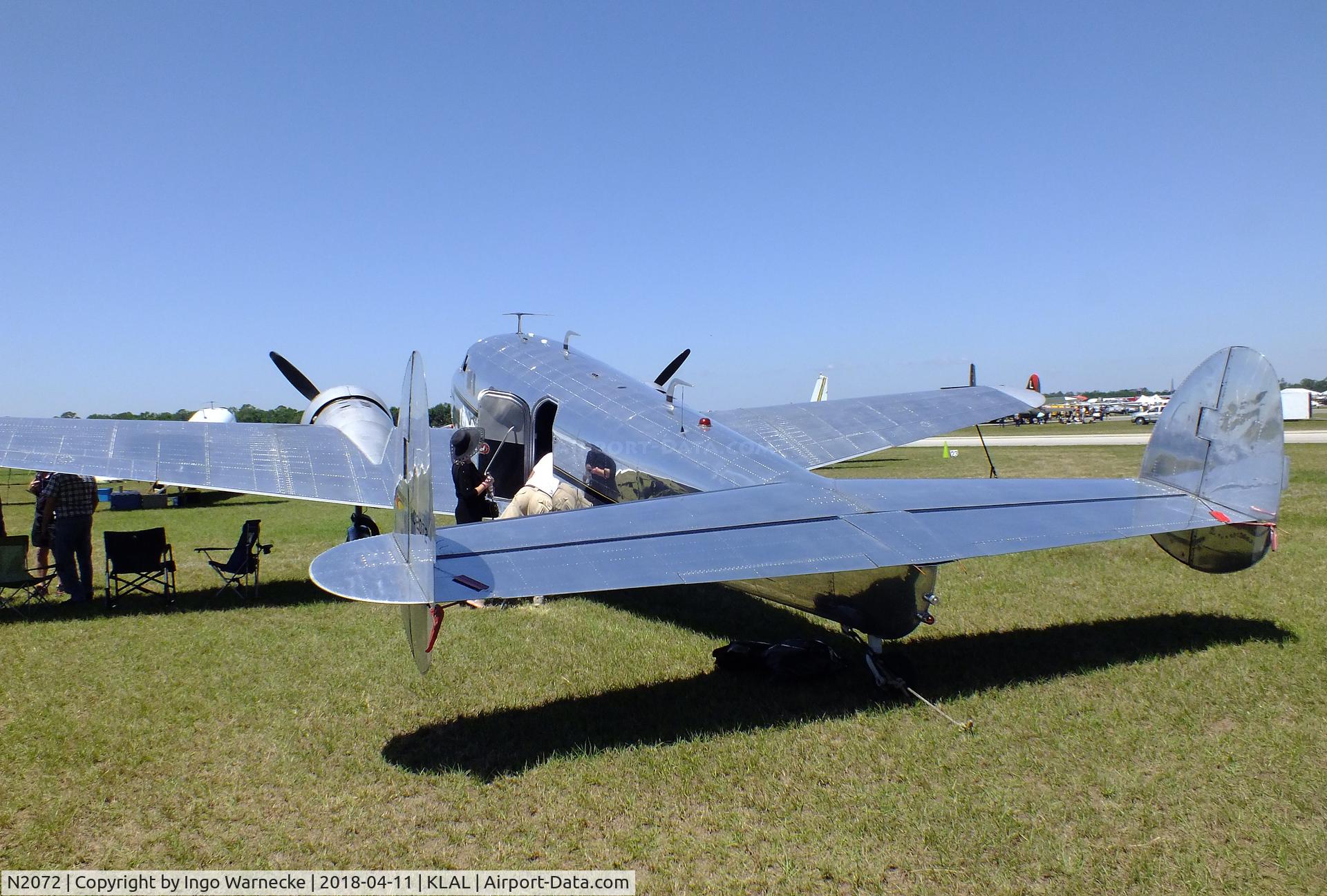 N2072, 1936 Lockheed 12A Electra Junior C/N 1208, Lockheed 12A Electra Junior at 2018 Sun 'n Fun, Lakeland FL