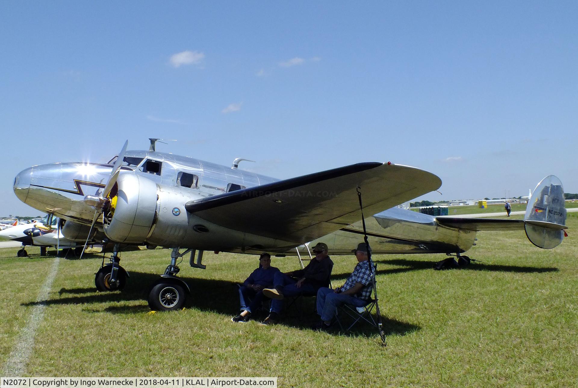 N2072, 1936 Lockheed 12A Electra Junior C/N 1208, Lockheed 12A Electra Junior at 2018 Sun 'n Fun, Lakeland FL