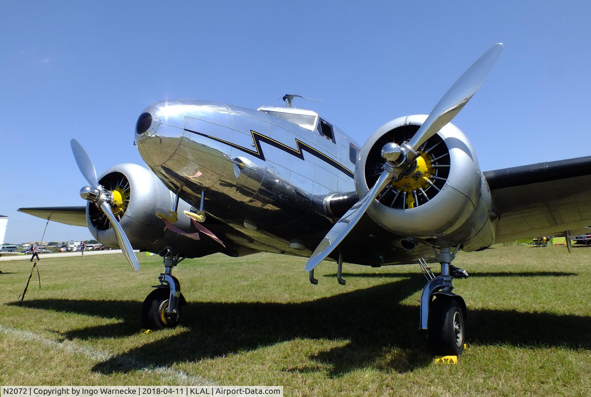 N2072, 1936 Lockheed 12A Electra Junior C/N 1208, Lockheed 12A Electra Junior at 2018 Sun 'n Fun, Lakeland FL