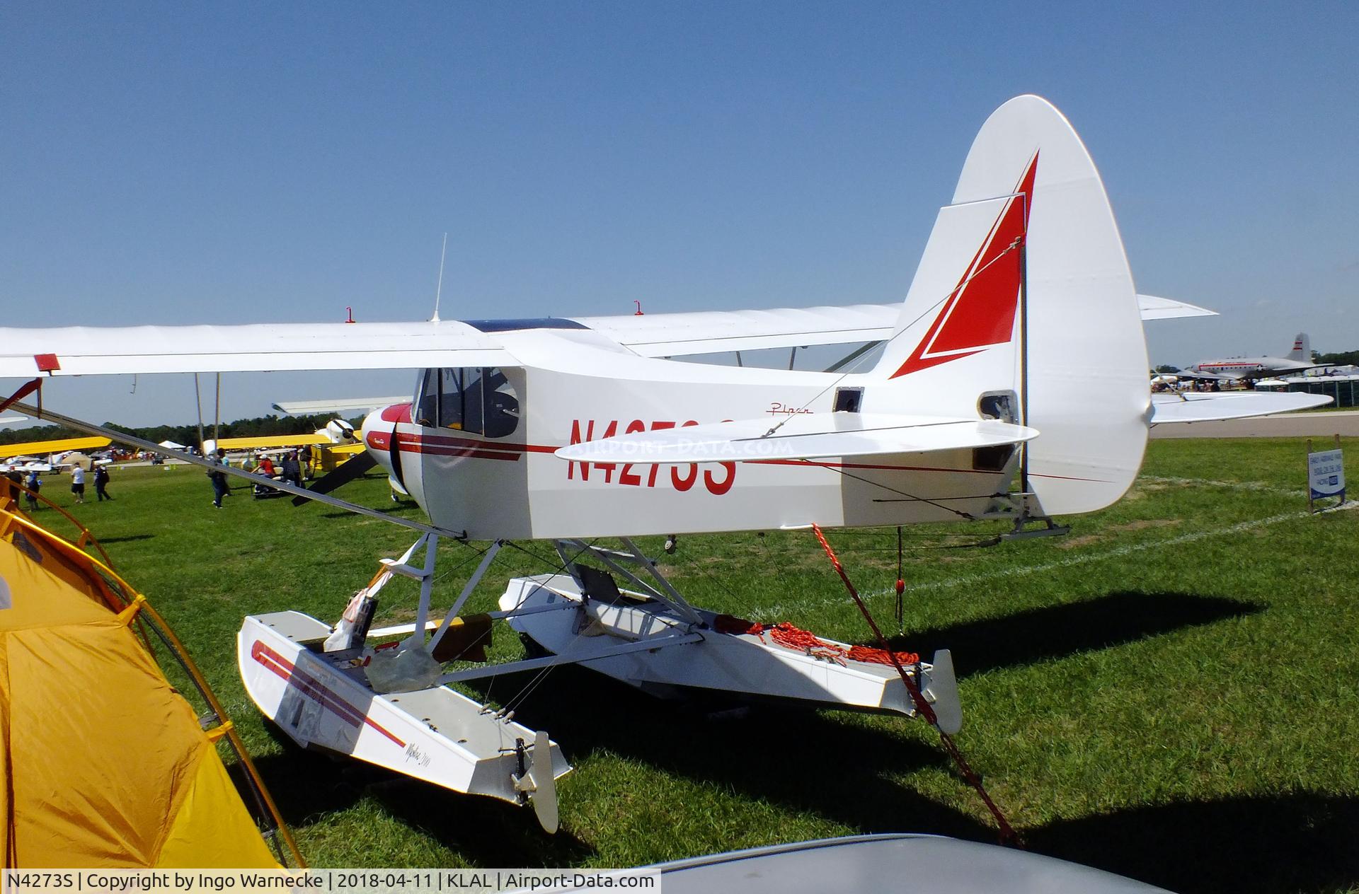 N4273S, 1959 Piper PA-18 C/N 18-7118, Piper PA-18 Super Cub on amphibious floats at 2018 Sun 'n Fun, Lakeland FL