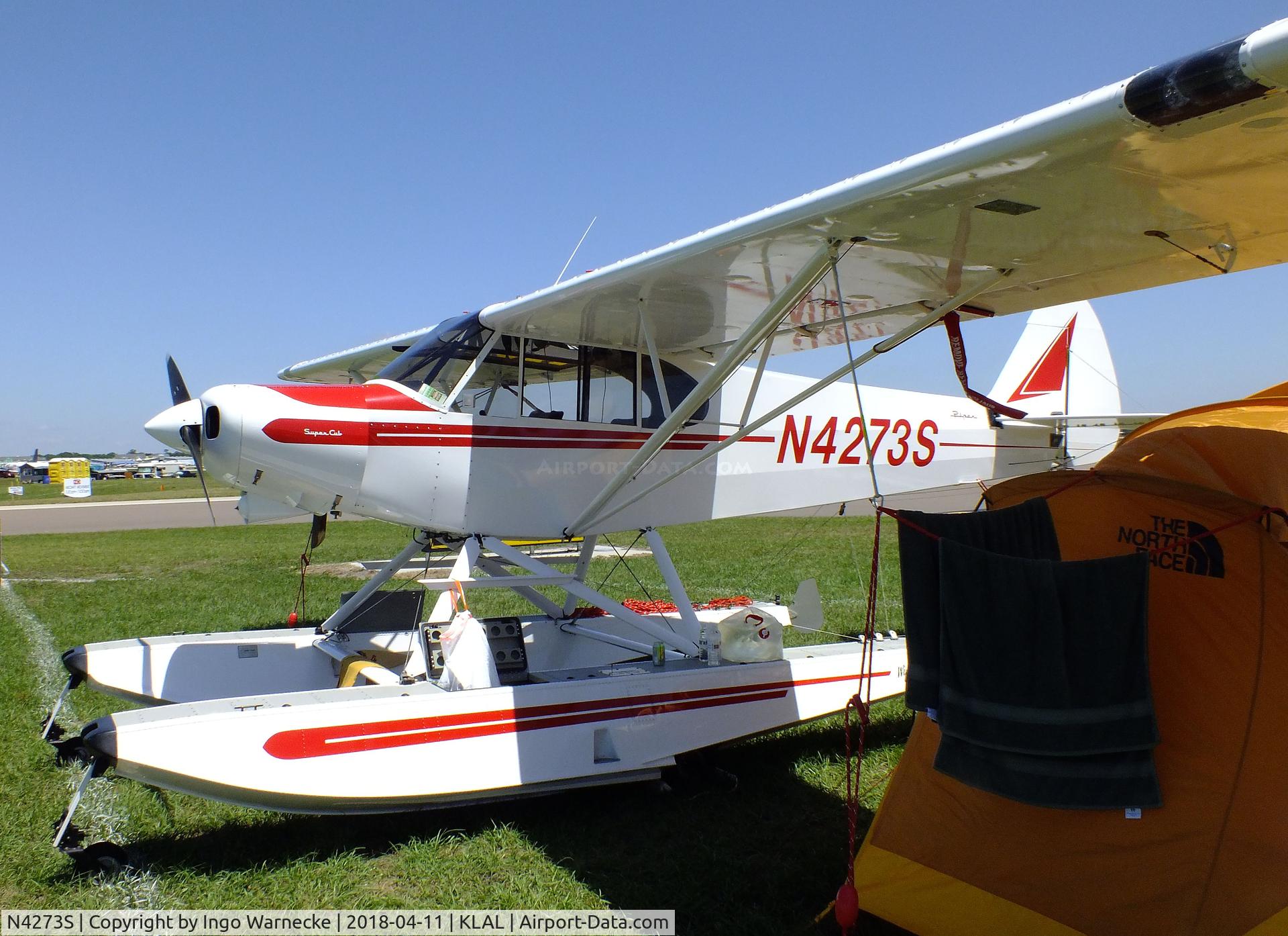 N4273S, 1959 Piper PA-18 C/N 18-7118, Piper PA-18 Super Cub on amphibious floats at 2018 Sun 'n Fun, Lakeland FL