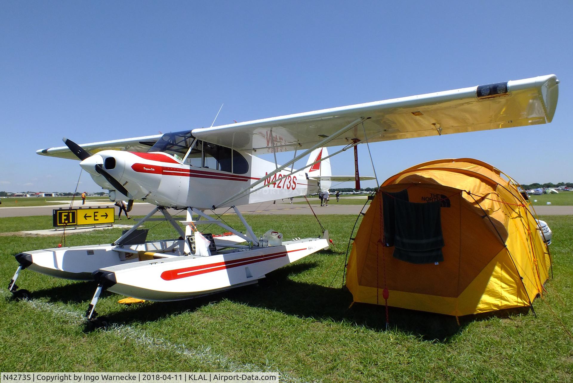 N4273S, 1959 Piper PA-18 C/N 18-7118, Piper PA-18 Super Cub on amphibious floats at 2018 Sun 'n Fun, Lakeland FL