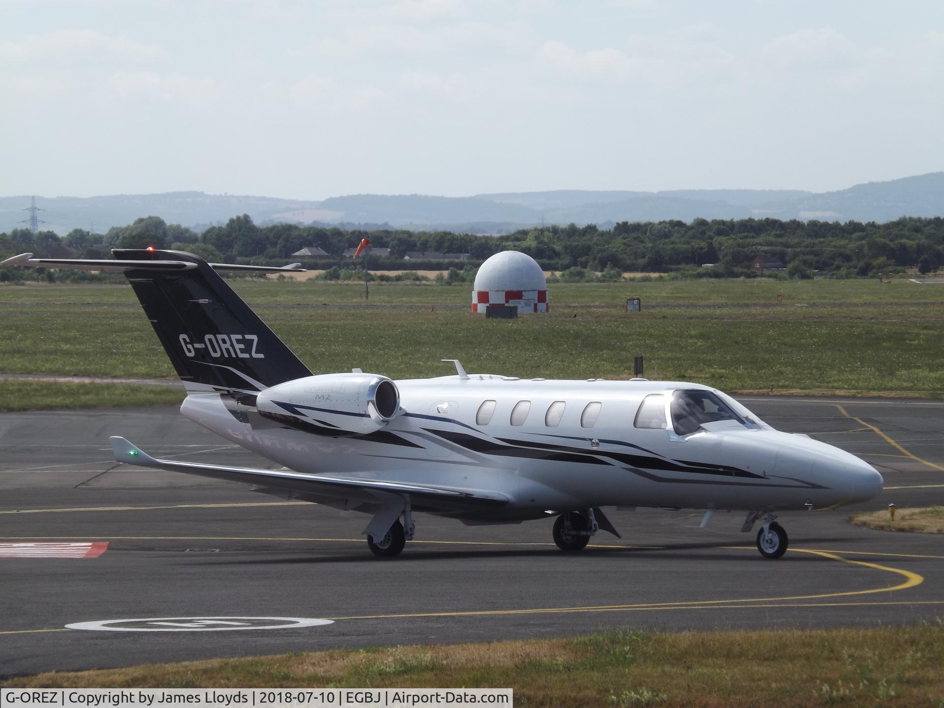 G-OREZ, 2016 Cessna 525 Citation M2 C/N 525-0928, Taxing out after a few hours Training at Gloucestershire Airport.