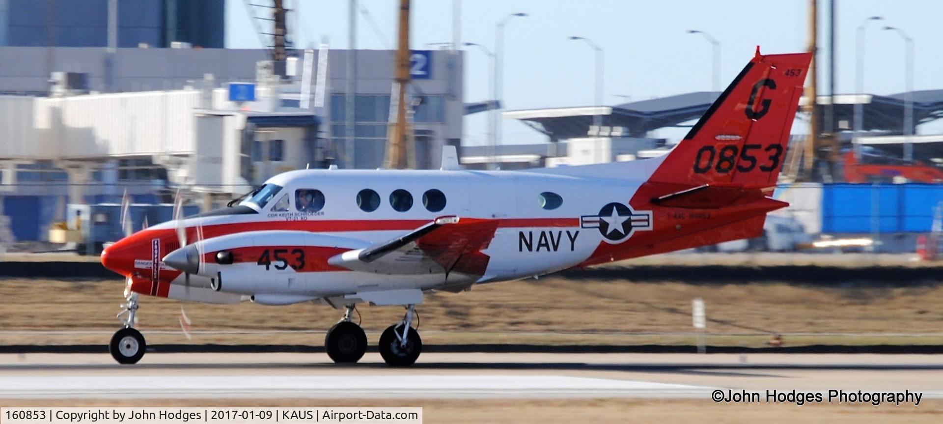 160853, 1977 Beechcraft T-44A Pegasus C/N LL-15, CDR Keith Schroeder, the Executive Officer (XO) of VT-21 lands at KAUS