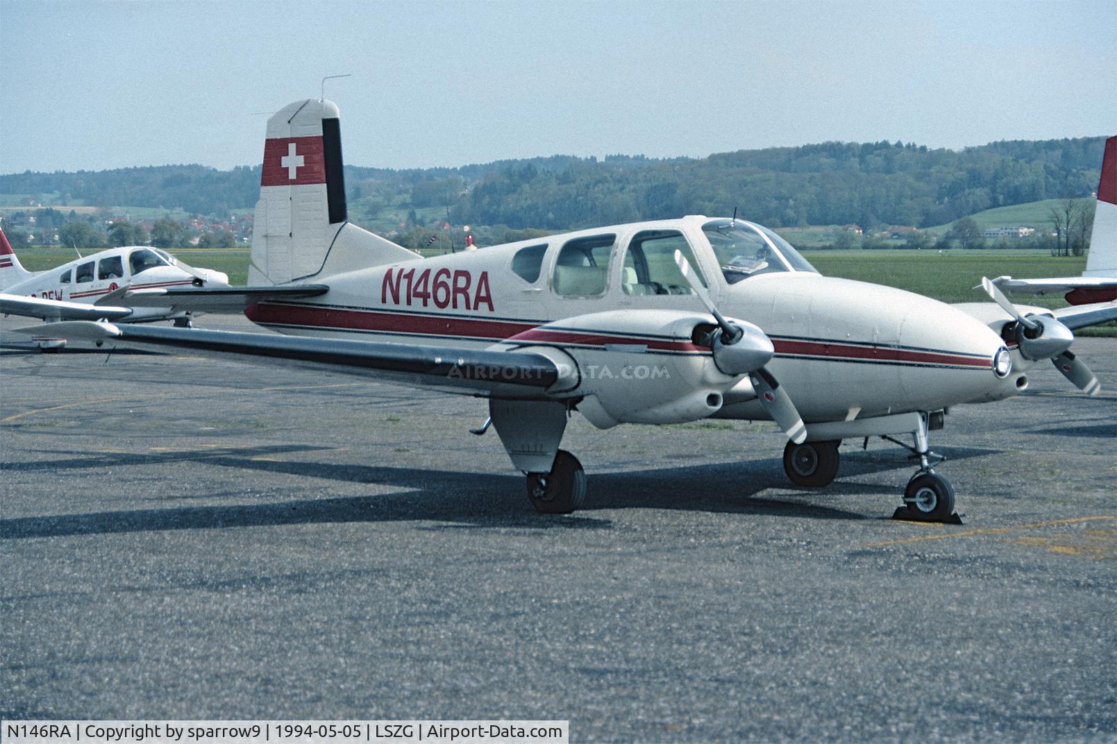 N146RA, 1959 Beech 95 Travel Air C/N TD-294, Apron Grenchen.  Scanned from a slide.