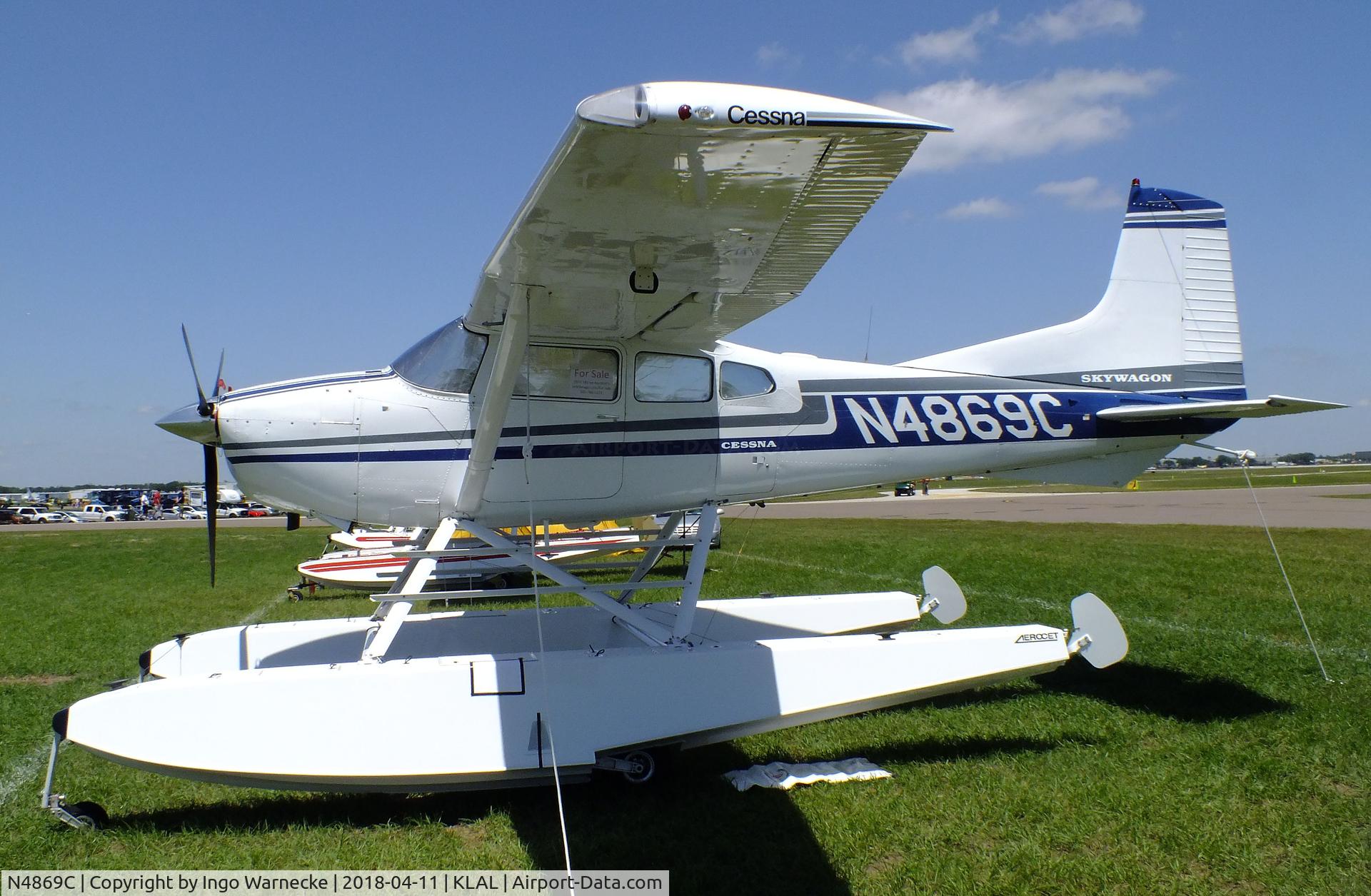 N4869C, 1975 Cessna A185F Skywagon 185 C/N 18502637, Cessna A185F Skywagon on amphibious floats at 2018 Sun 'n Fun, Lakeland FL