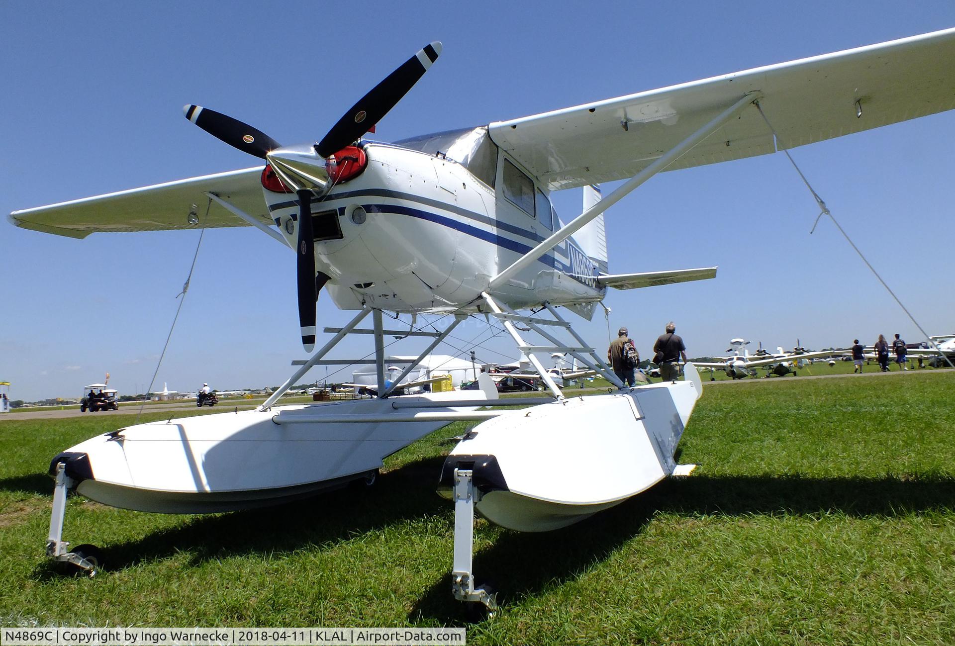 N4869C, 1975 Cessna A185F Skywagon 185 C/N 18502637, Cessna A185F Skywagon on amphibious floats at 2018 Sun 'n Fun, Lakeland FL