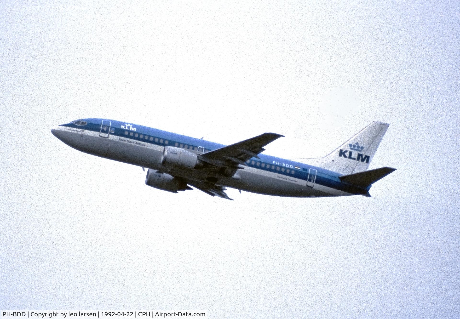 PH-BDD, 1986 Boeing 737-306 C/N 23540, Copenhagen 22.4.1992