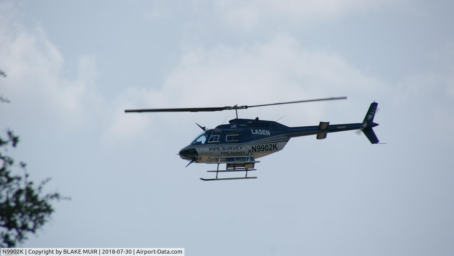N9902K, 1975 Bell 206B JetRanger C/N 1923, DSLR A230, 250mm, f8, 1/640, 2896 x 1632, July 30 2018, 3:10:04 PM, 12 m. N of Cuero, TX
