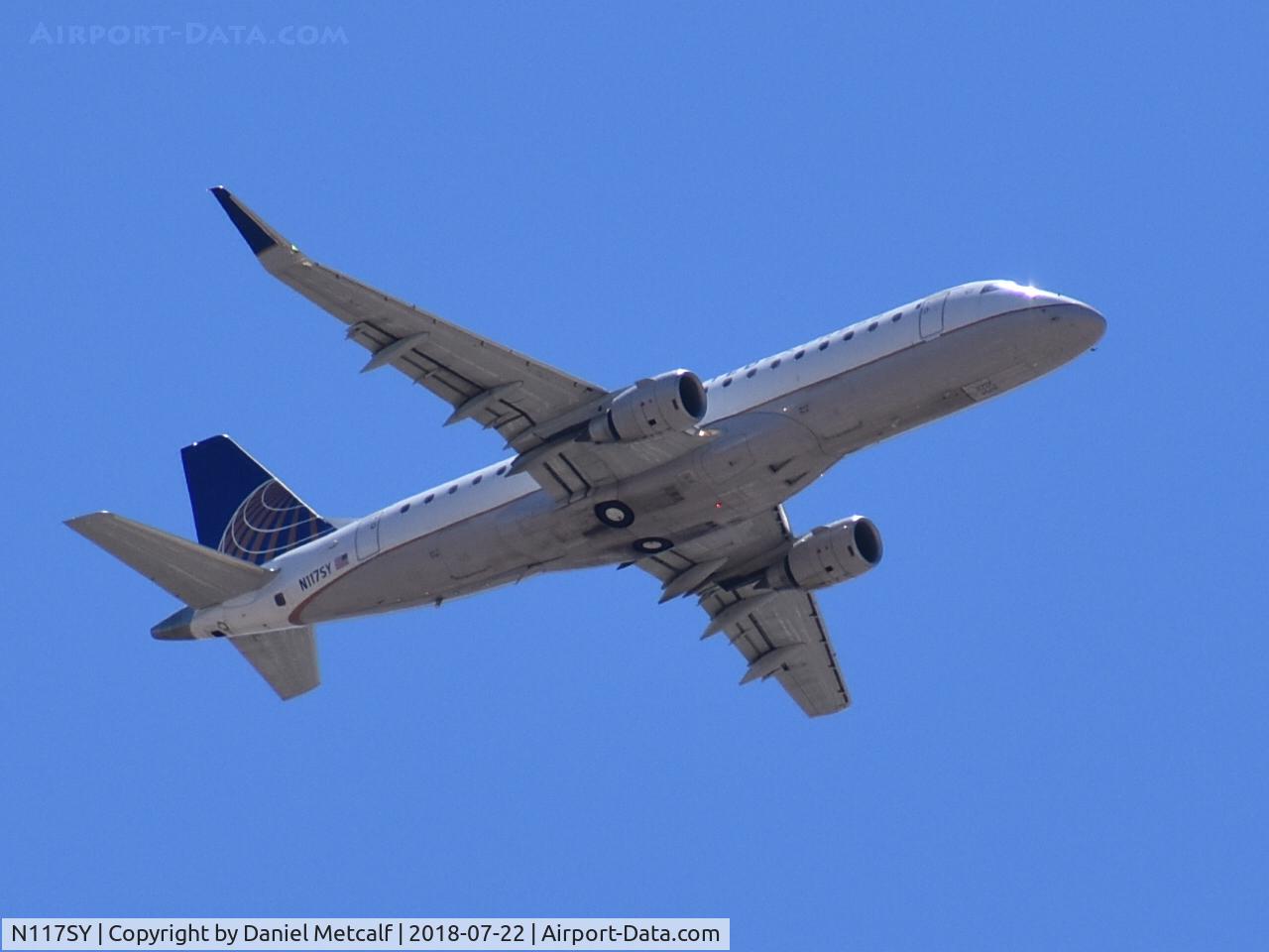 N117SY, 2014 Embraer 175LR (ERJ-170-200LR) C/N 17000416, Seen flying over Mesa Riverview in Mesa, AZ