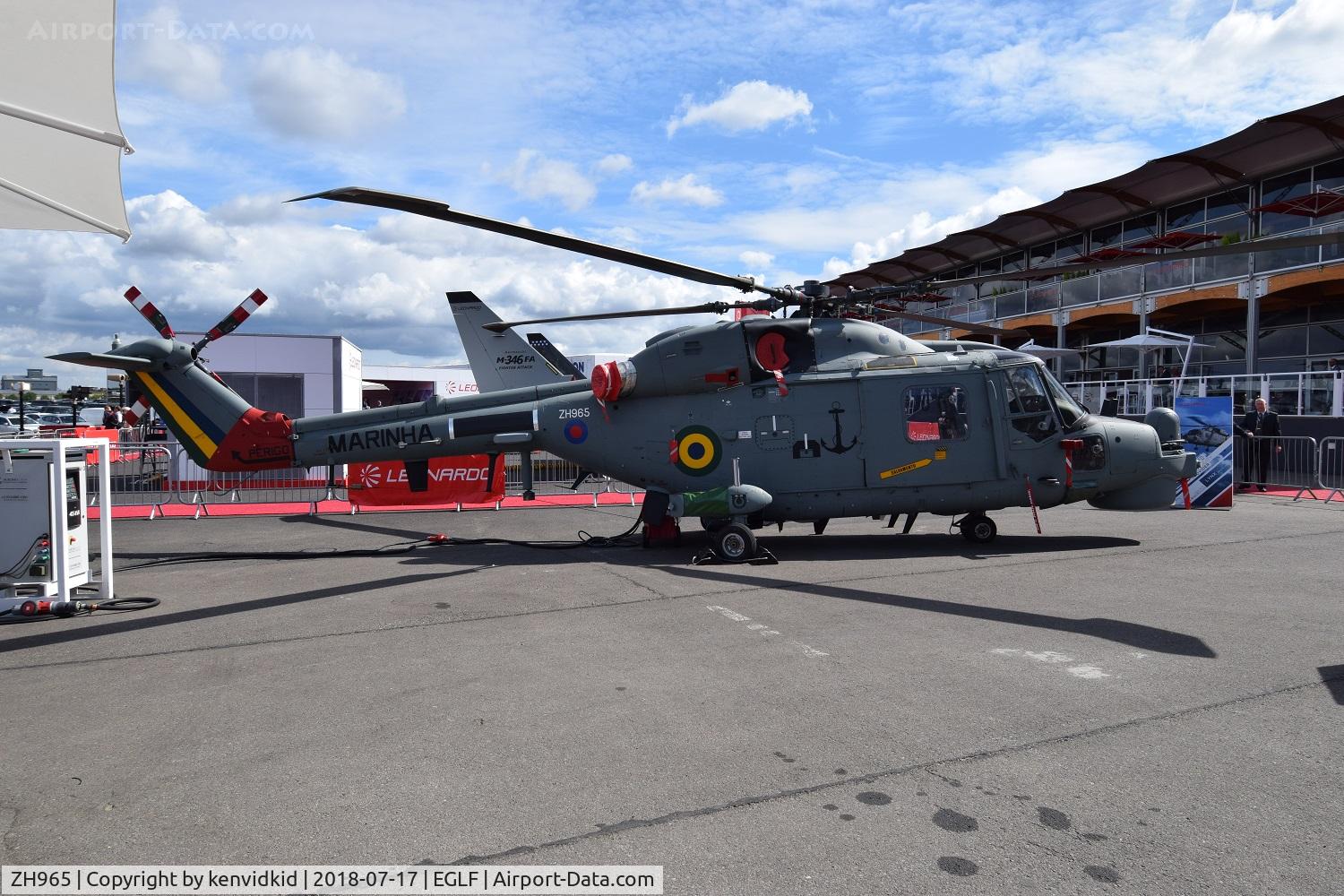 ZH965, 1996 Westland Lynx Mk.2B C/N 381, Recently upgraded, will be re-delivered to the Brazilian Navy as N-4004. On static display at FIA 2018.