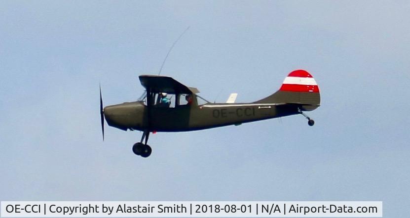 OE-CCI, Cessna O-1E Bird Dog C/N 23936, Flying at approx 1000ft over the North Sea past Port Mulgrave on a NNW course at 14:05 on 01/08/2018