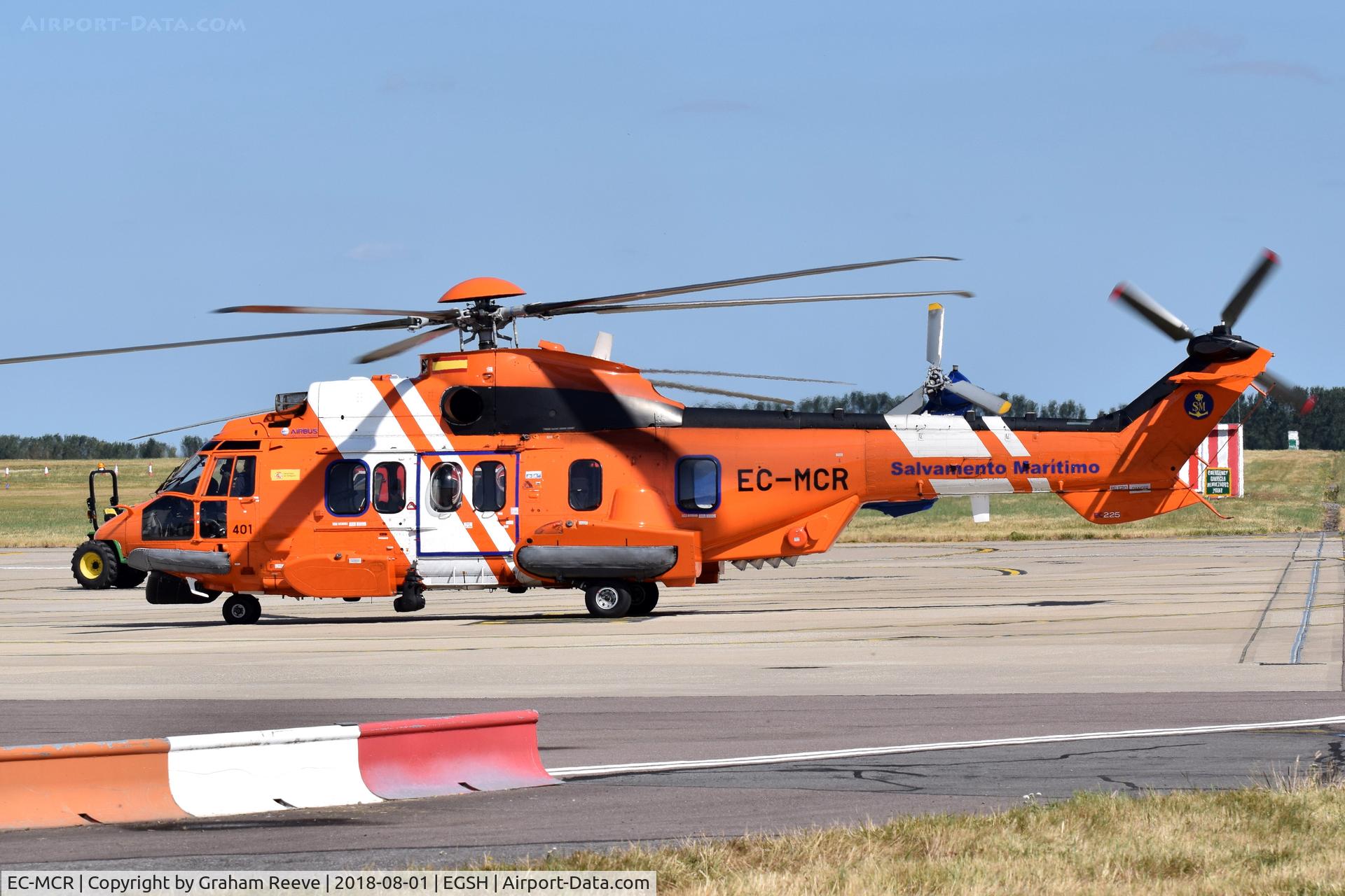 EC-MCR, 2014 Airbus Helicopters EC-225LP Super Puma C/N 2892, About to depart from Norwich.