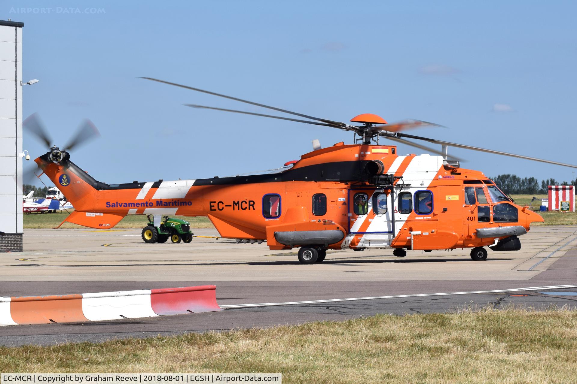EC-MCR, 2014 Airbus Helicopters EC-225LP Super Puma C/N 2892, About to depart from Norwich.