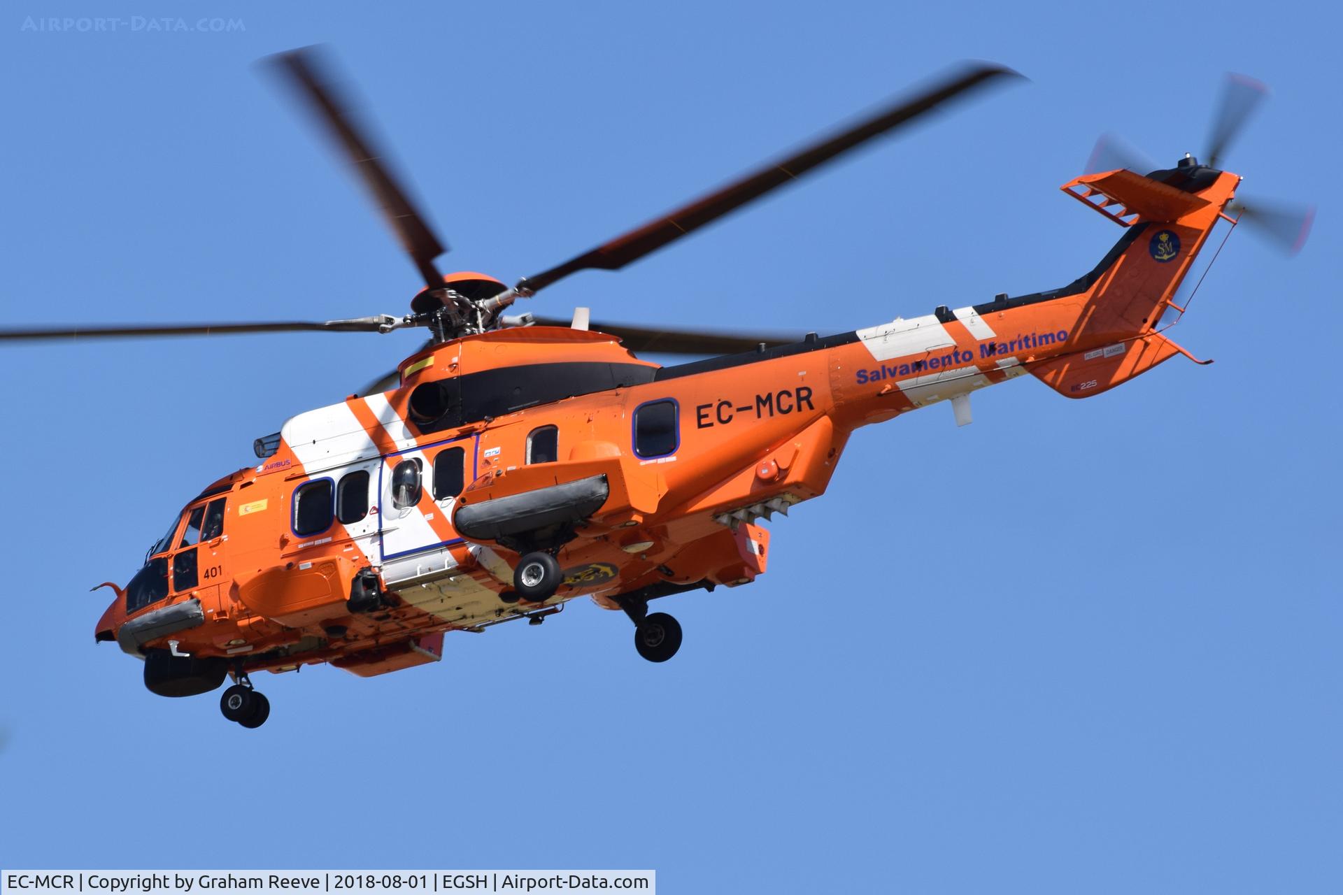 EC-MCR, 2014 Airbus Helicopters EC-225LP Super Puma C/N 2892, Departing from Norwich.
