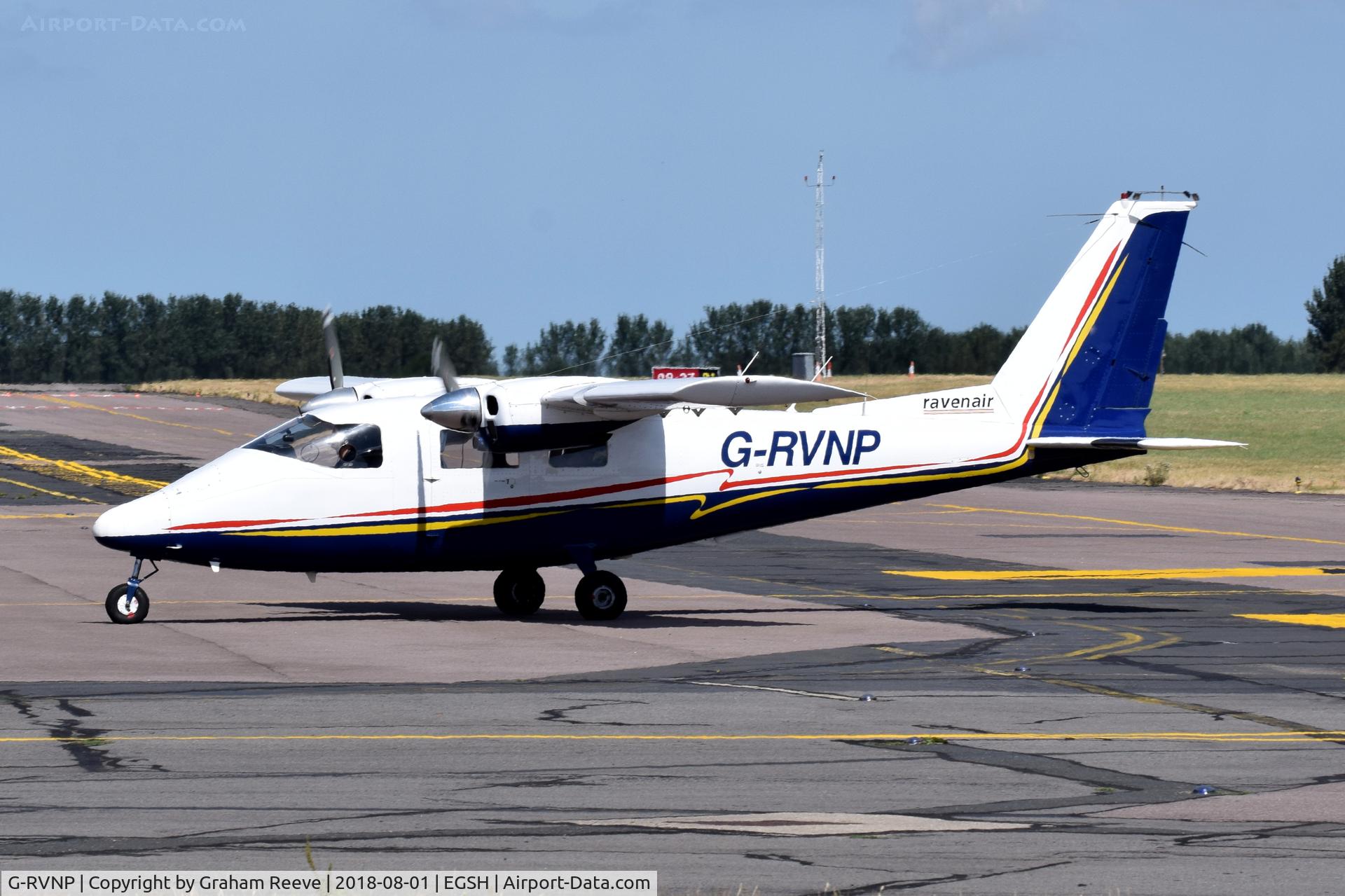 G-RVNP, 1975 Partenavia P-68B C/N 67, Just landed at Norwich.