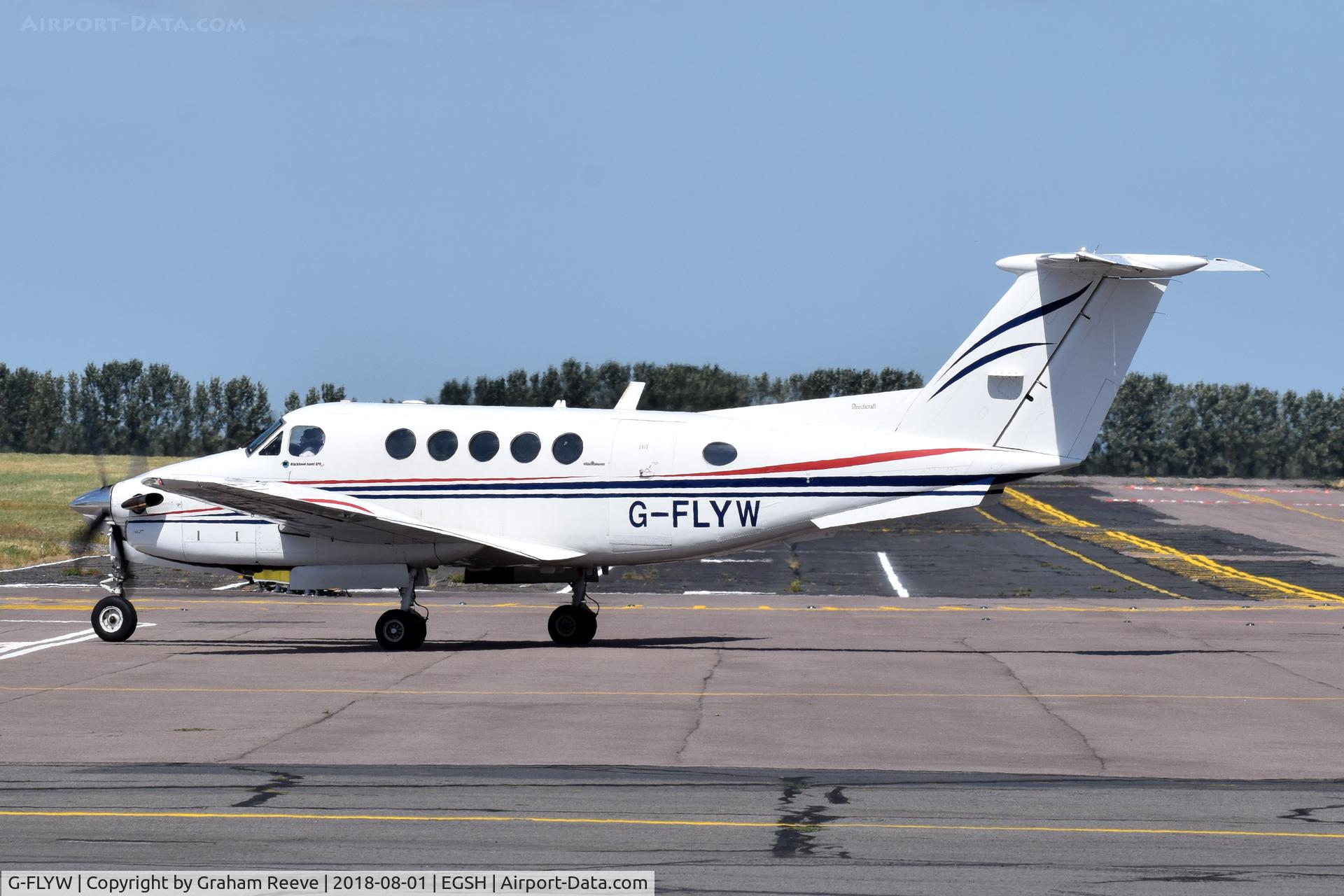 G-FLYW, 1977 Beech 200 Super King Air C/N BB-209, Just landed at Norwich.