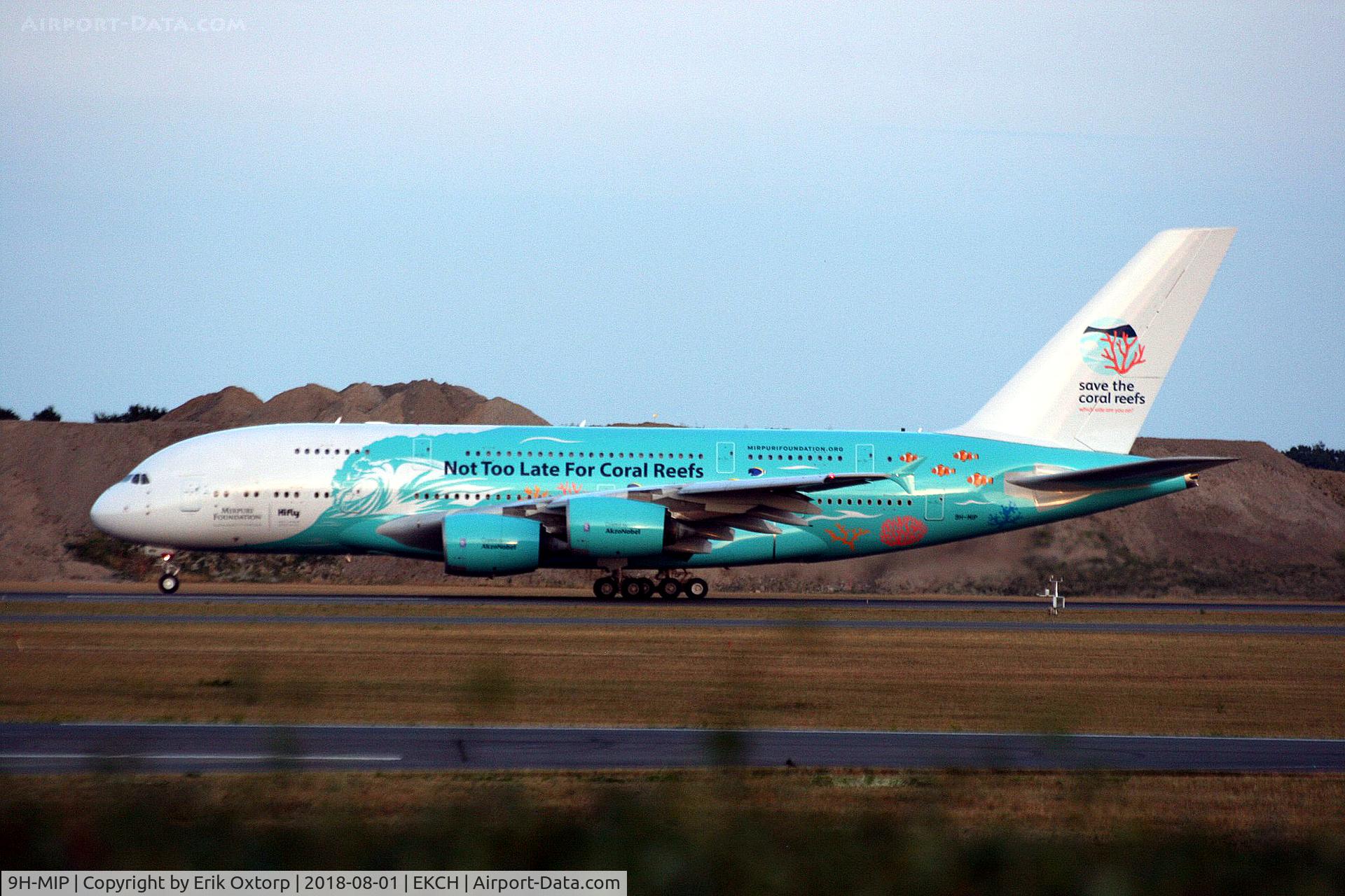 9H-MIP, 2006 Airbus A380-841 C/N 006, 9H-MIP operating on behalf of Thomas Cook Scadinavia CPH-LCA. Takeoff rw 04R