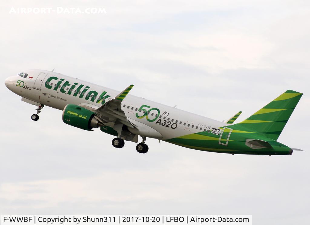 F-WWBF, 2017 Airbus A320-251N C/N 7834, C/n 7834 - To be PK-GTF with additional '50th aircraft' patch