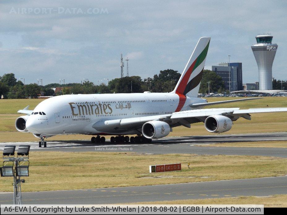 A6-EVA, 2018 Airbus A380-842 C/N 167, From Birmingham Airport