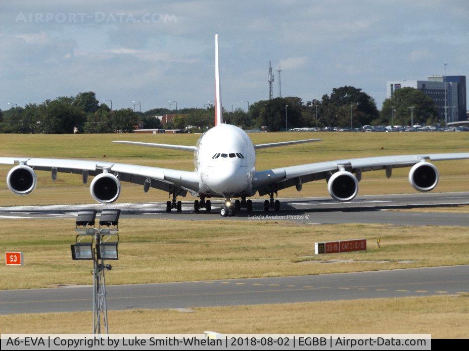 A6-EVA, 2018 Airbus A380-842 C/N 167, From Birmingham Airport