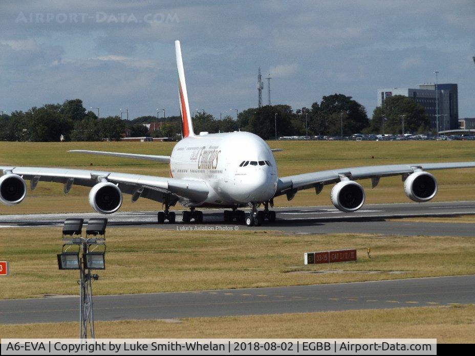 A6-EVA, 2018 Airbus A380-842 C/N 167, From Birmingham Airport