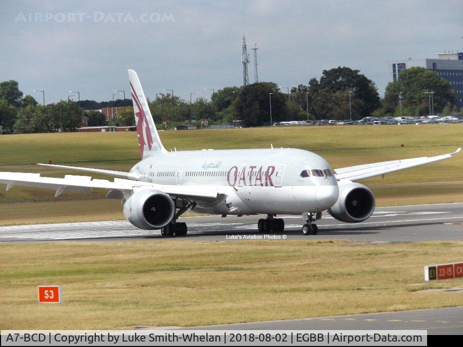 A7-BCD, 2013 Boeing 787-8 Dreamliner C/N 38322, From Birmingham Airport