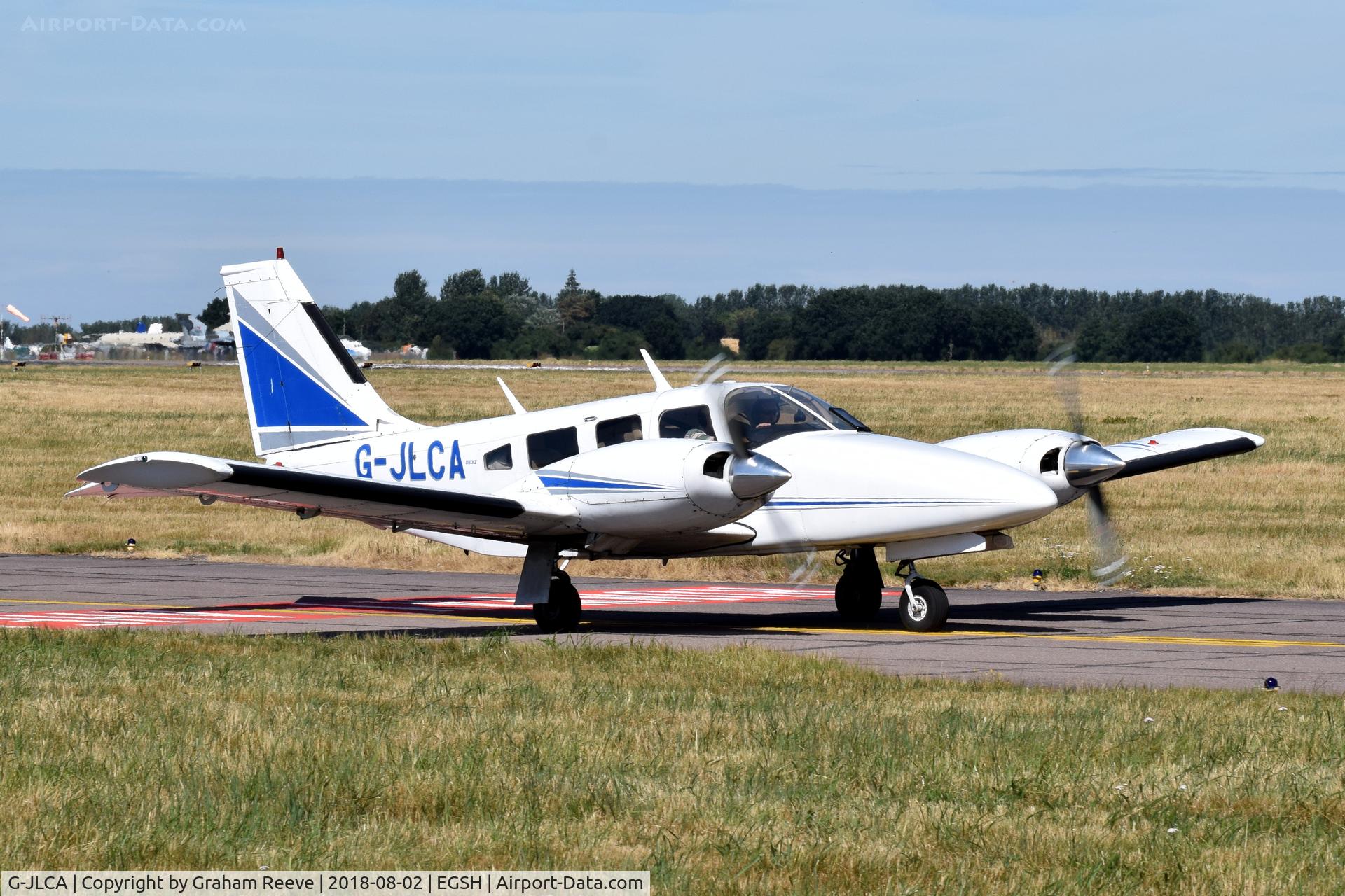 G-JLCA, 1978 Piper PA-34-200T Seneca II C/N 34-7870428, Departing from Norwich.