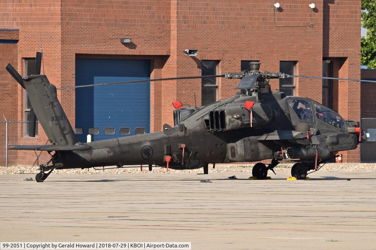 99-2051, 1999 Boeing AH-64D Apache C/N SN002, parked on Idaho ANG ramp.