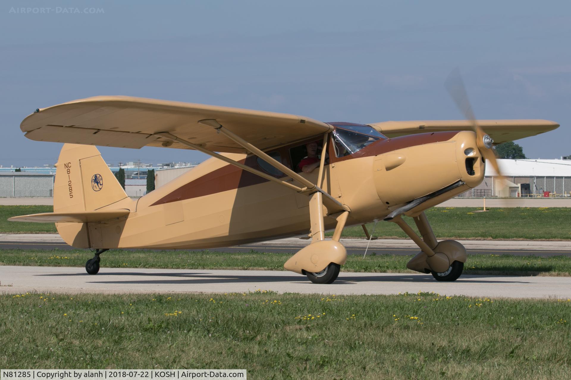 N81285, 1946 Fairchild 24R-46 C/N R46185, Taxiing near the vintage park, AirVenture 2018