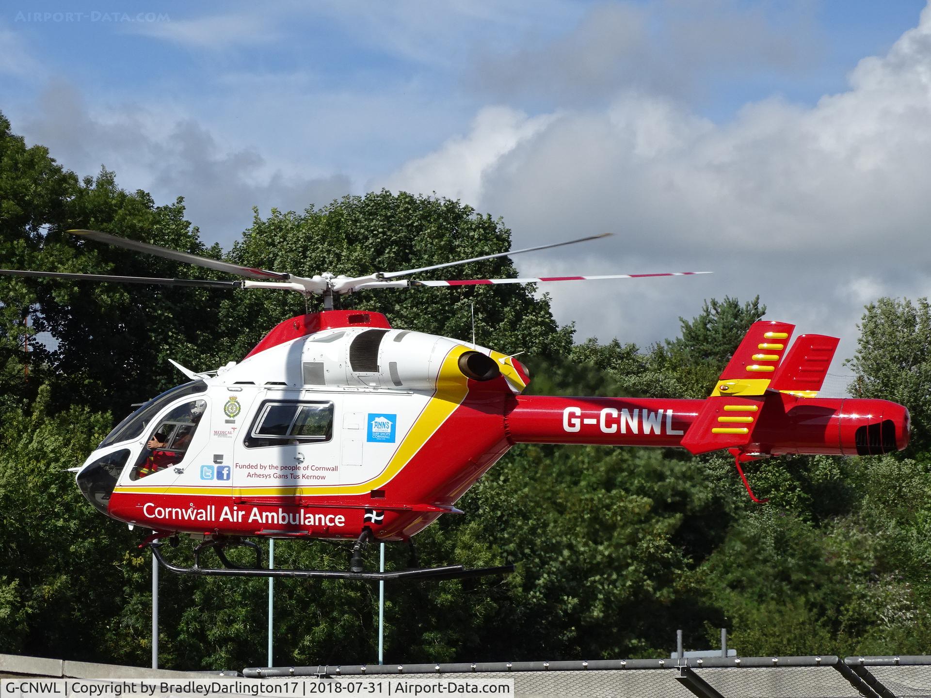 G-CNWL, 2008 MD Helicopters MD-900 Explorer C/N 900-00124, Cornwall Air Ambulance Taking Off From Derriford Hospital