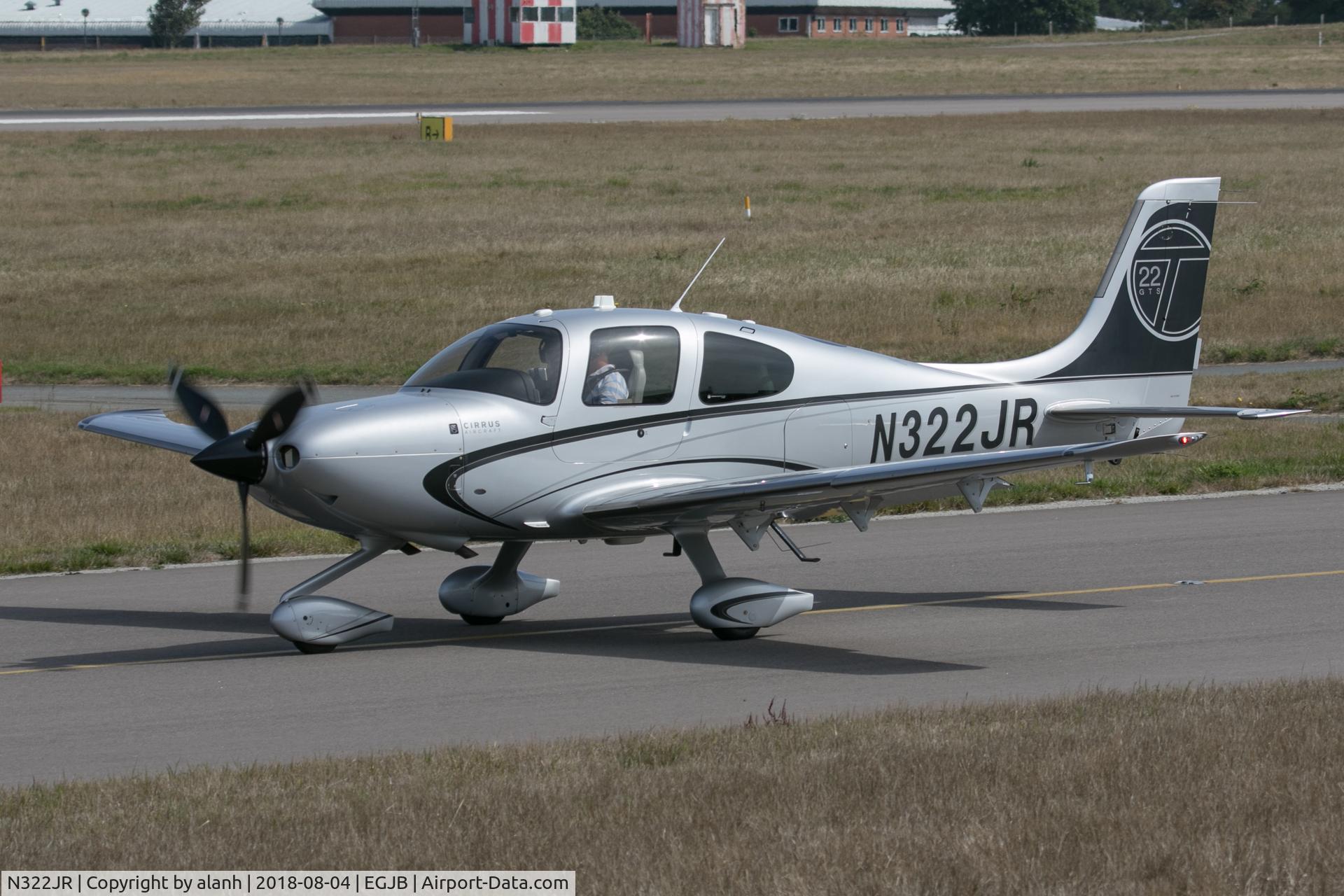 N322JR, Cirrus SR22T GTS C/N 0374, Taxiing for departure at Guernsey
