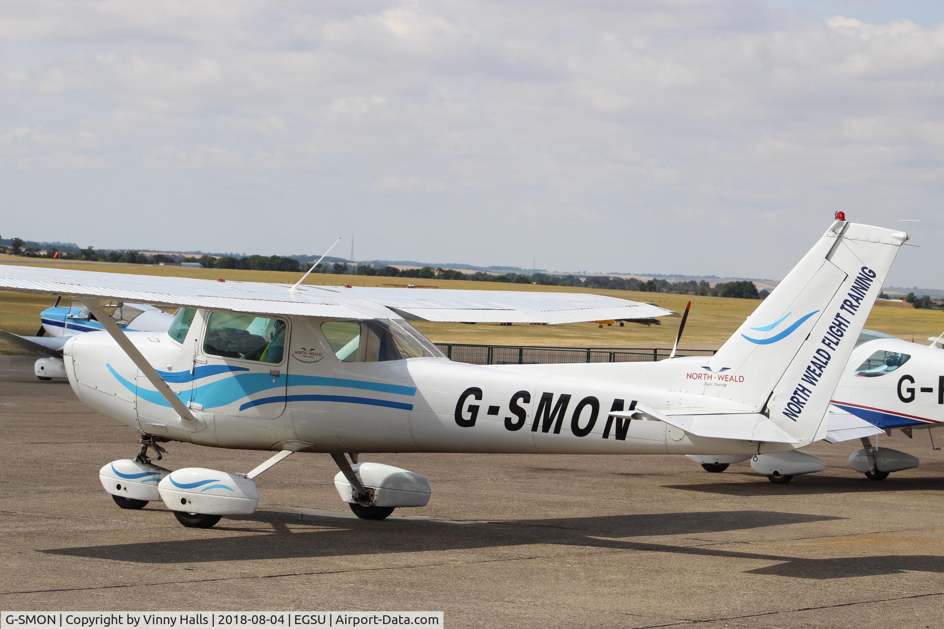 G-SMON, 1976 Cessna A152 Aerobat C/N A152-0805, Parked at Duxford, during Light Aircraft Day