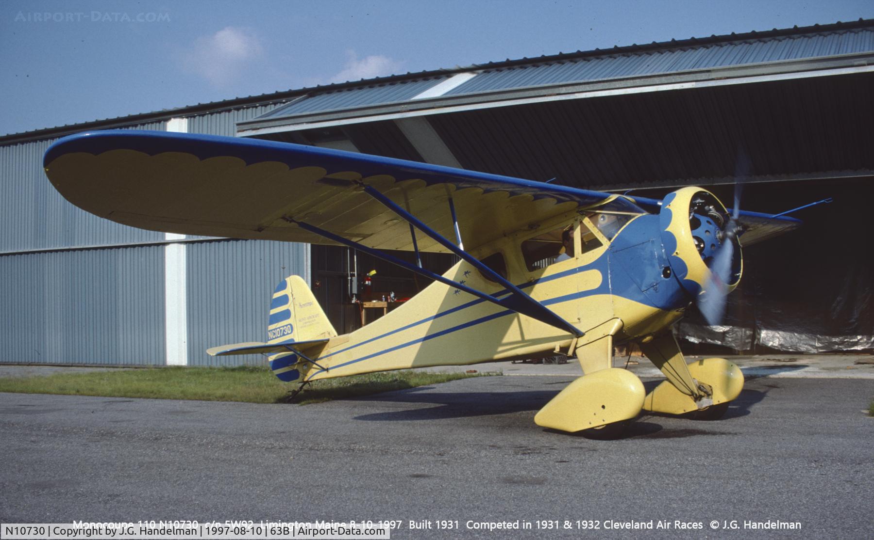 N10730, 1931 Monocoupe 110 C/N 5W92, Warming up.
