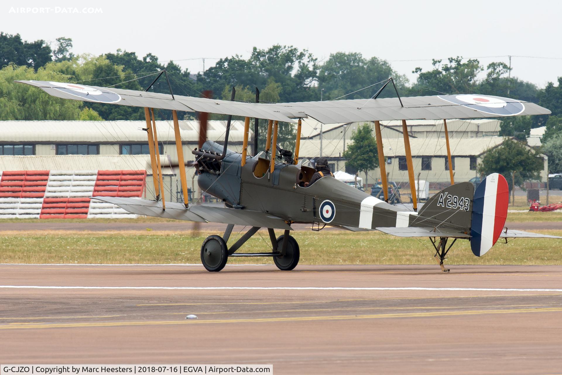 G-CJZO, Royal Aircraft Factory BE-2e Replica C/N 753, A2943 at its departure from Fairford: the slowest flyer