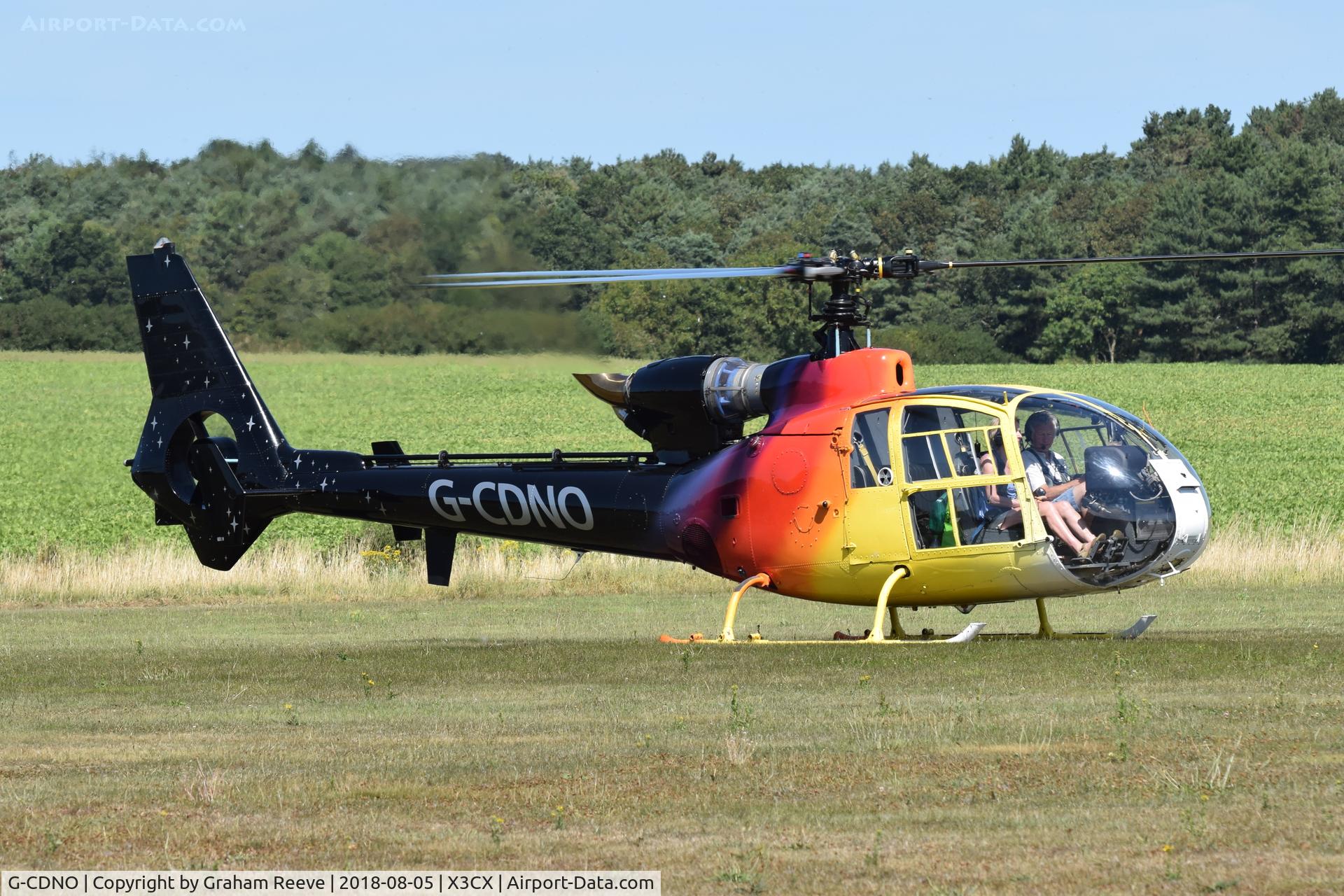 G-CDNO, 1975 Westland SA-341B Gazelle AH1 C/N 1385, Just landed at Northrepps.
