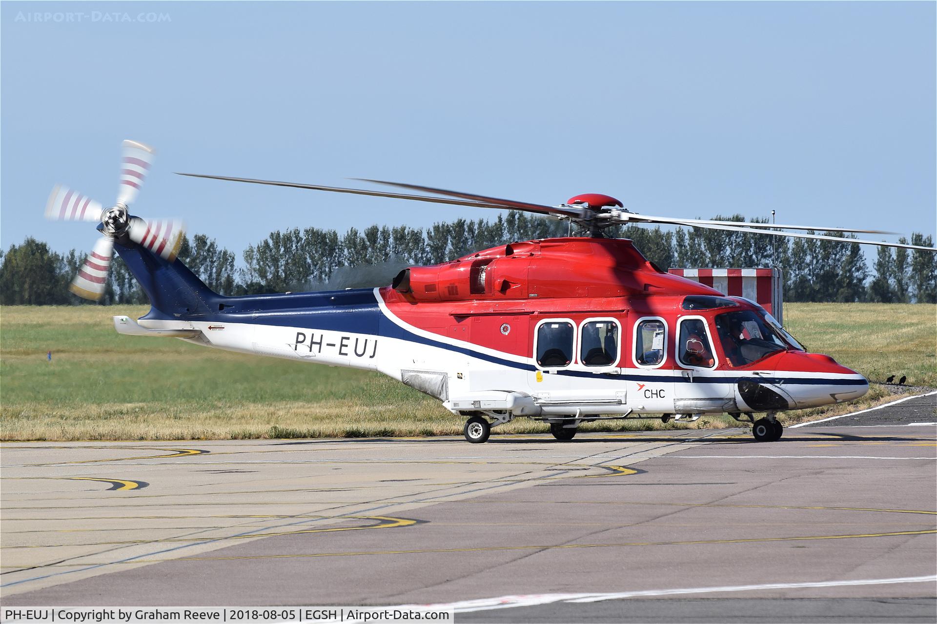 PH-EUJ, 2013 AgustaWestland AW-139 C/N 31511, Departing from Norwich.