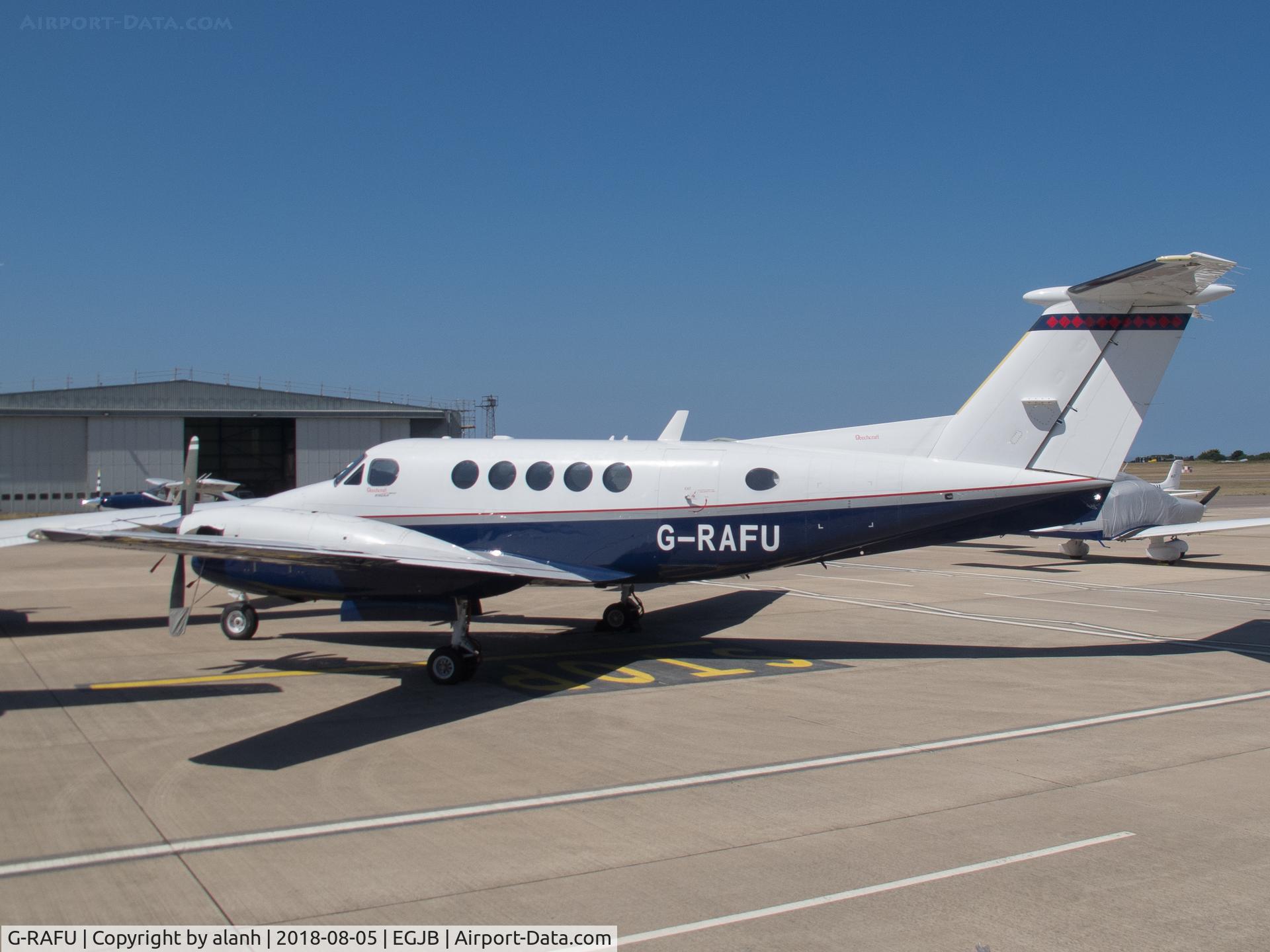 G-RAFU, 2009 Hawker Beechcraft B200GT Super King Air C/N BY-90, Parked at Guernsey, following demilitarisation & awaiting onward sale