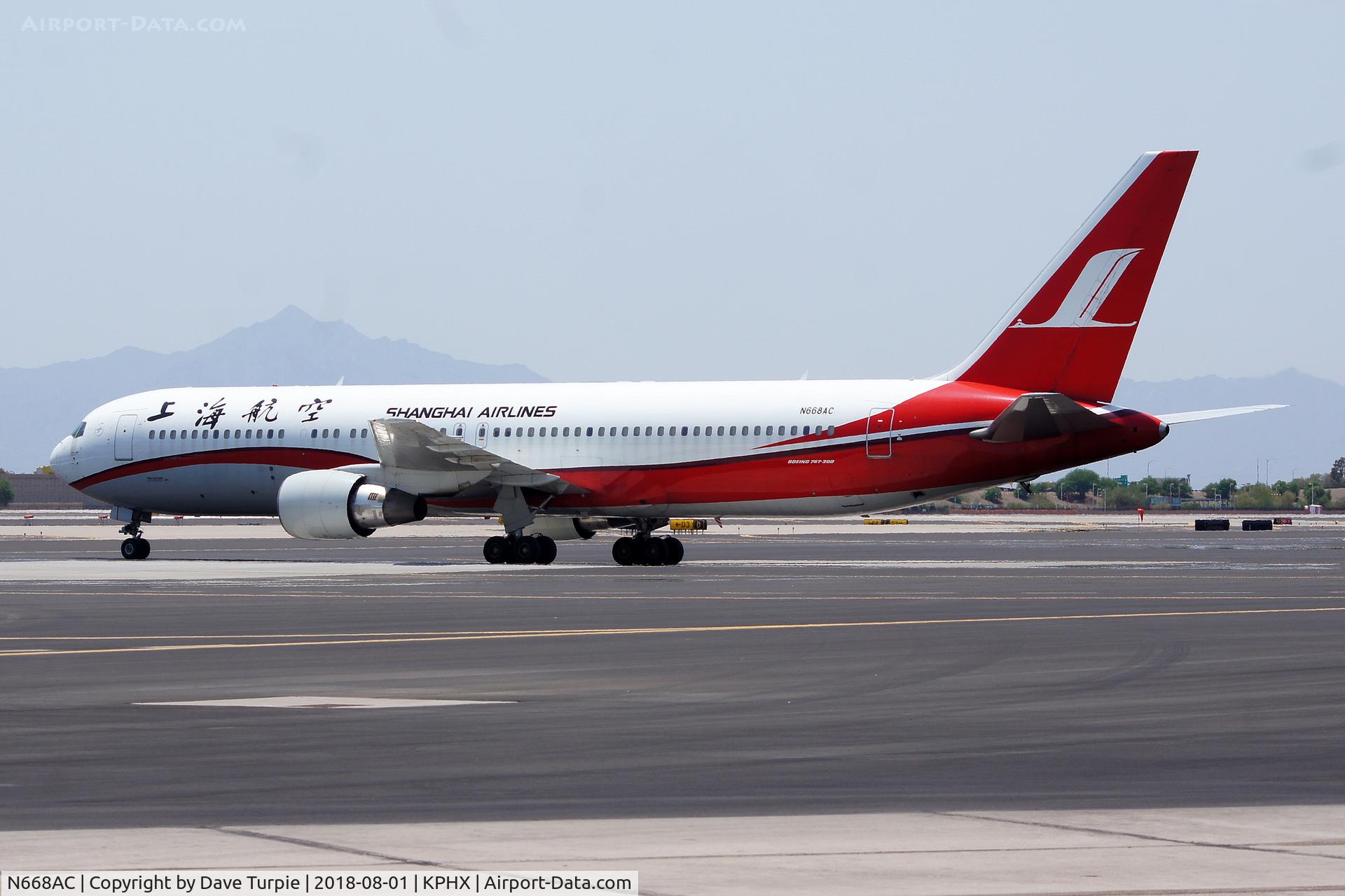 N668AC, 2006 Boeing 767-36D/ER C/N 35156, Formerly B-2566, A/C was withdrawn from use in October 2017 and stored at Marana, Arizona. It's now reregistered as N668AC; however, this registration may be temporary. Supposedly, the plane is on the way back to China.