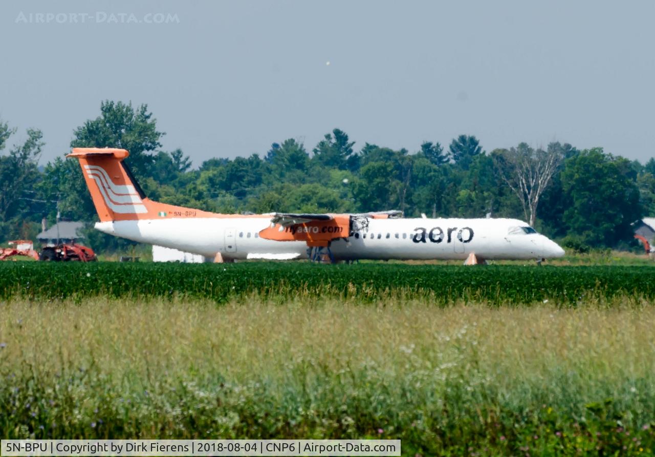 5N-BPU, 2003 De Havilland Canada DHC-8-402Q Dash 8 C/N 4079, Sorry for poor quality of photo, couldn't get closer. The aircraft is being dismantle for parts  by a local aerospace company because 
it has reach the maximum amount of flight hrs.