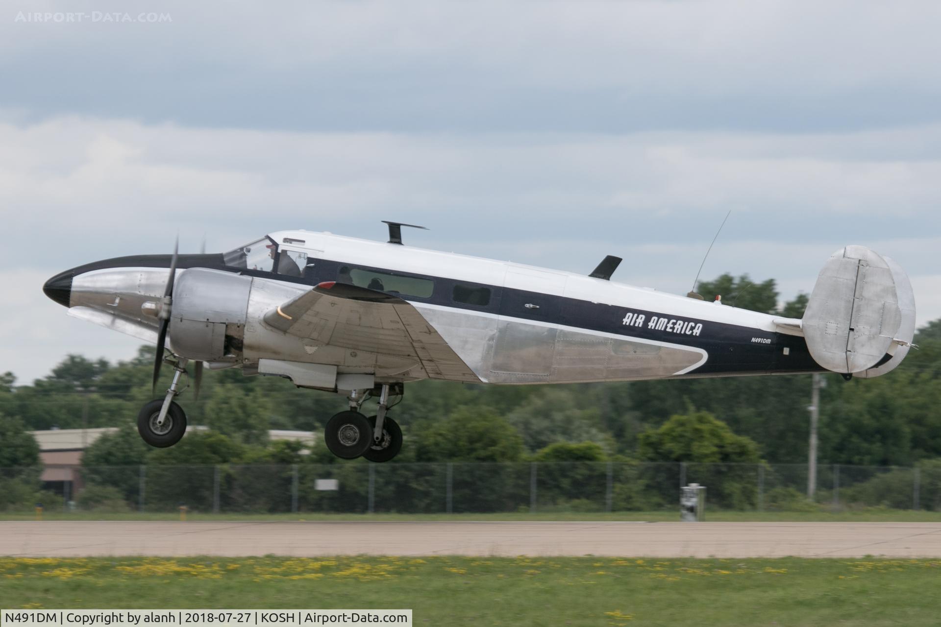 N491DM, 1952 Beech C-45H Expeditor C/N AF-573 (52-10643), Departing AirVenture 2018