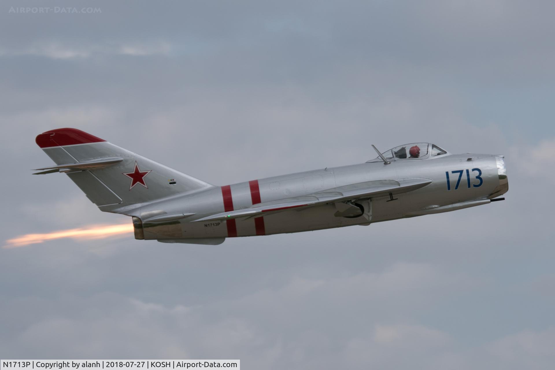 N1713P, 1960 PZL-Mielec Lim-5 (MiG-17F) C/N 1C1713, Take-off to display at AirVenture 2018