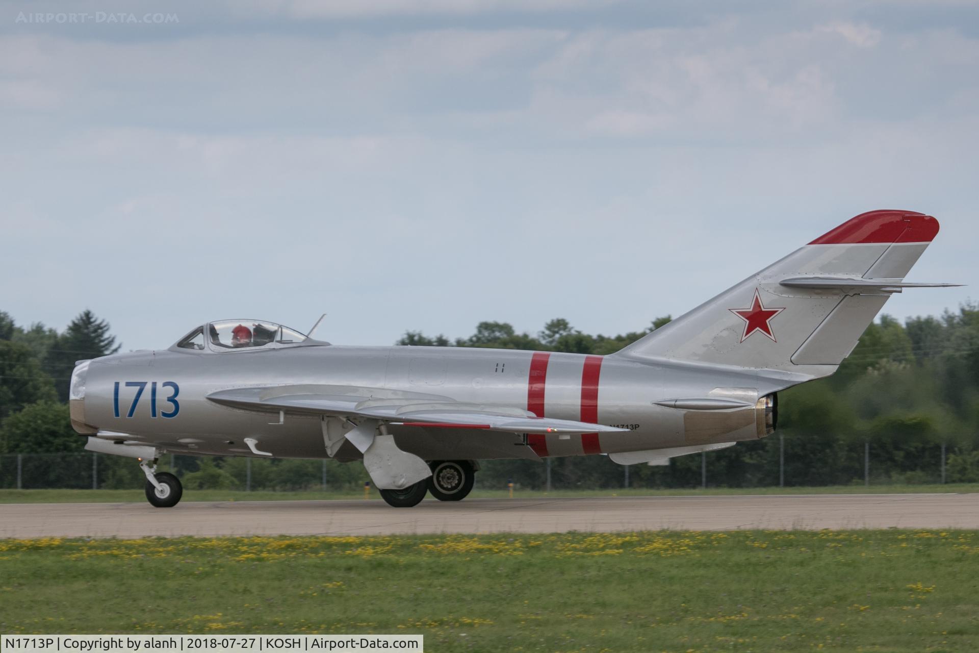 N1713P, 1960 PZL-Mielec Lim-5 (MiG-17F) C/N 1C1713, Rolling out after display at AirVenture 2018