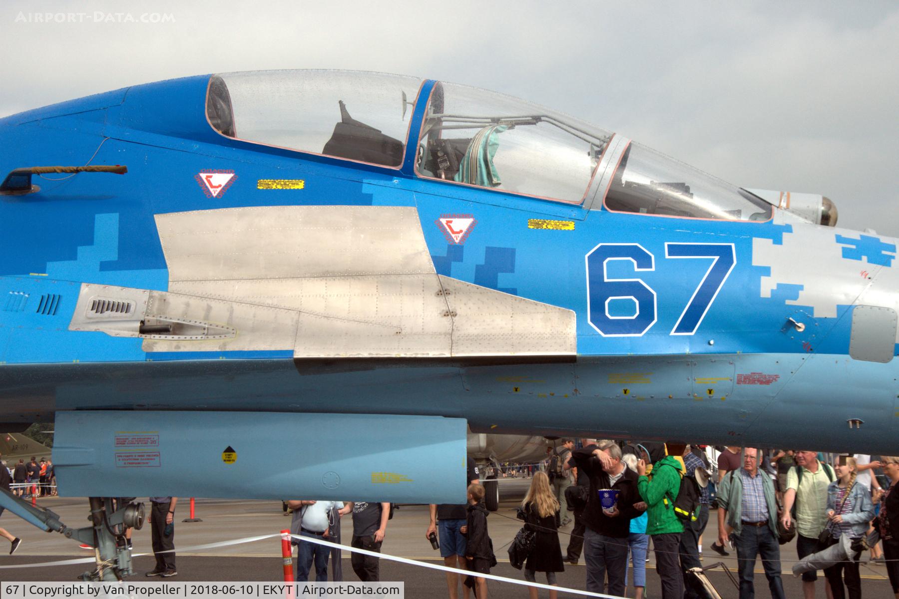 67, Sukhoi Su-27UB C/N 96310422070, Ukraine Air Force Sukhoi Su-27UB at Aalborg air show 2018, Denmark