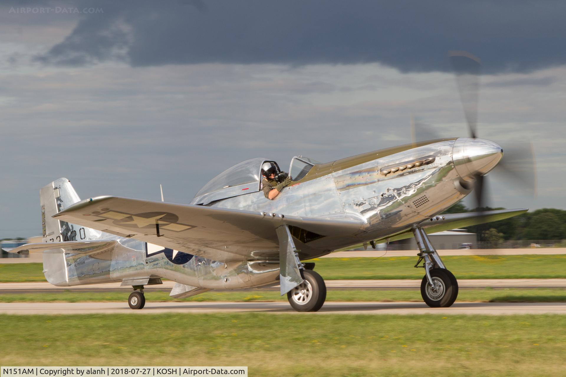 N151AM, 1944 North American P-51D Mustang C/N 122-39879, Taxiing for Heritage Flight performance, AirVenture 2018