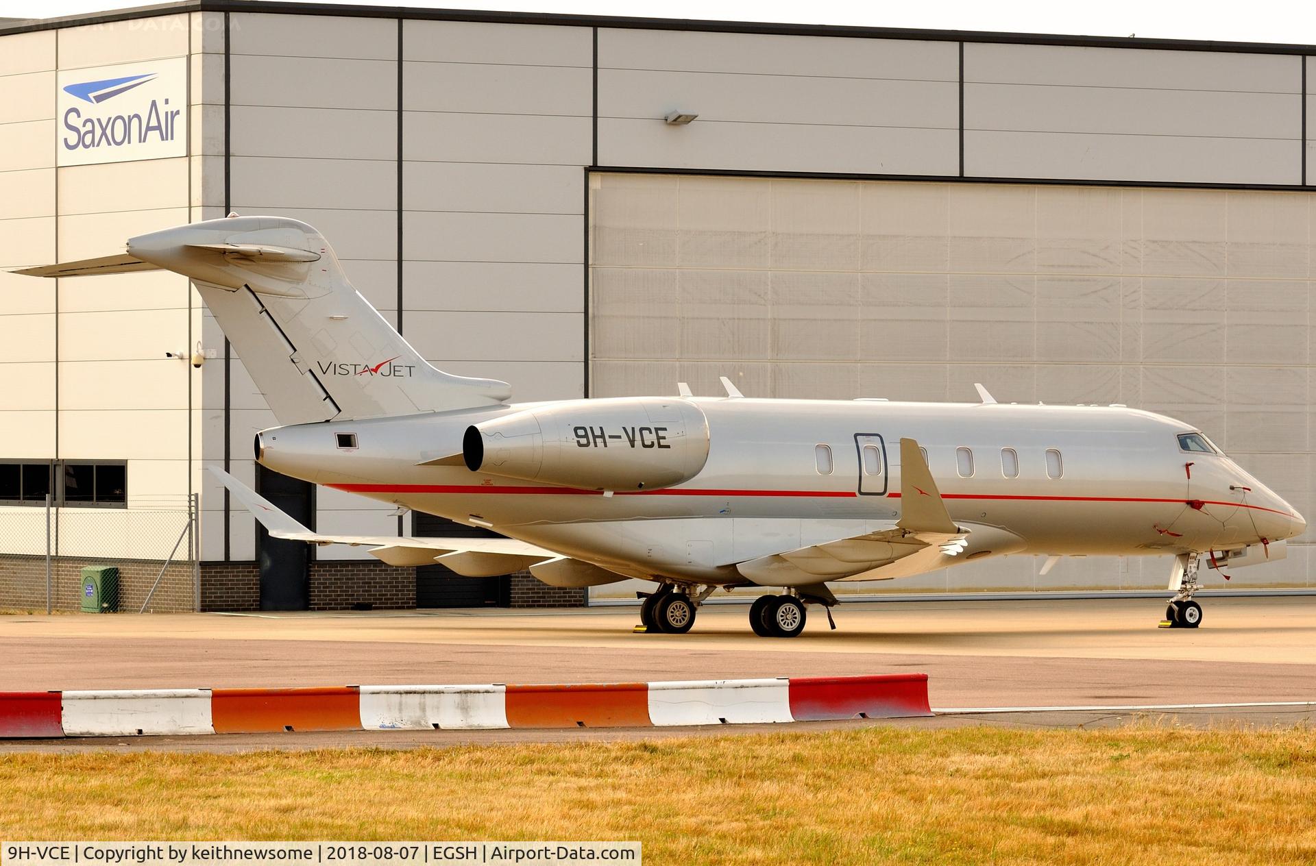 9H-VCE, 2014 Bombardier Challenger 350 (BD-100-1A10) C/N 20540, Arrived at Norwich from Beziers, France.