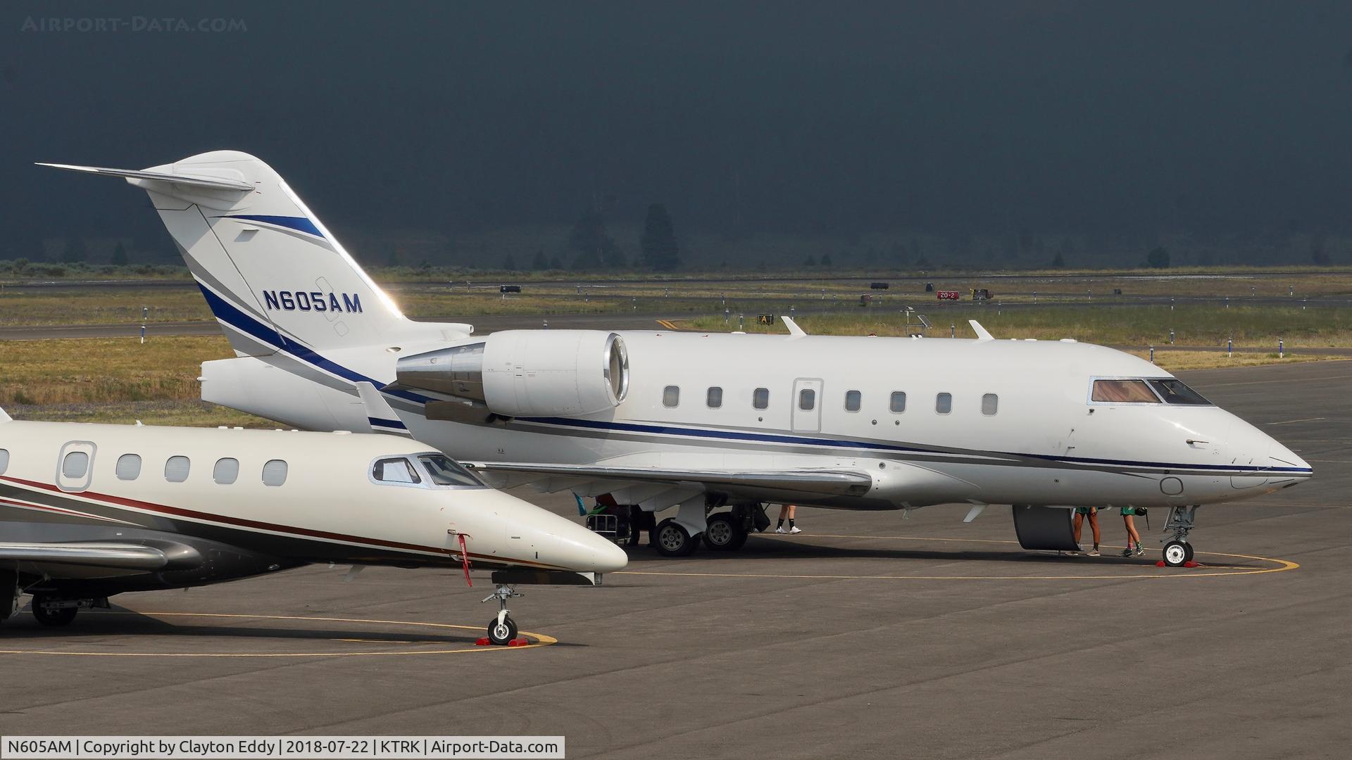 N605AM, 2005 Bombardier Challenger 604 (CL-600-2B16) C/N 5596, Truckee Airport California 2018.