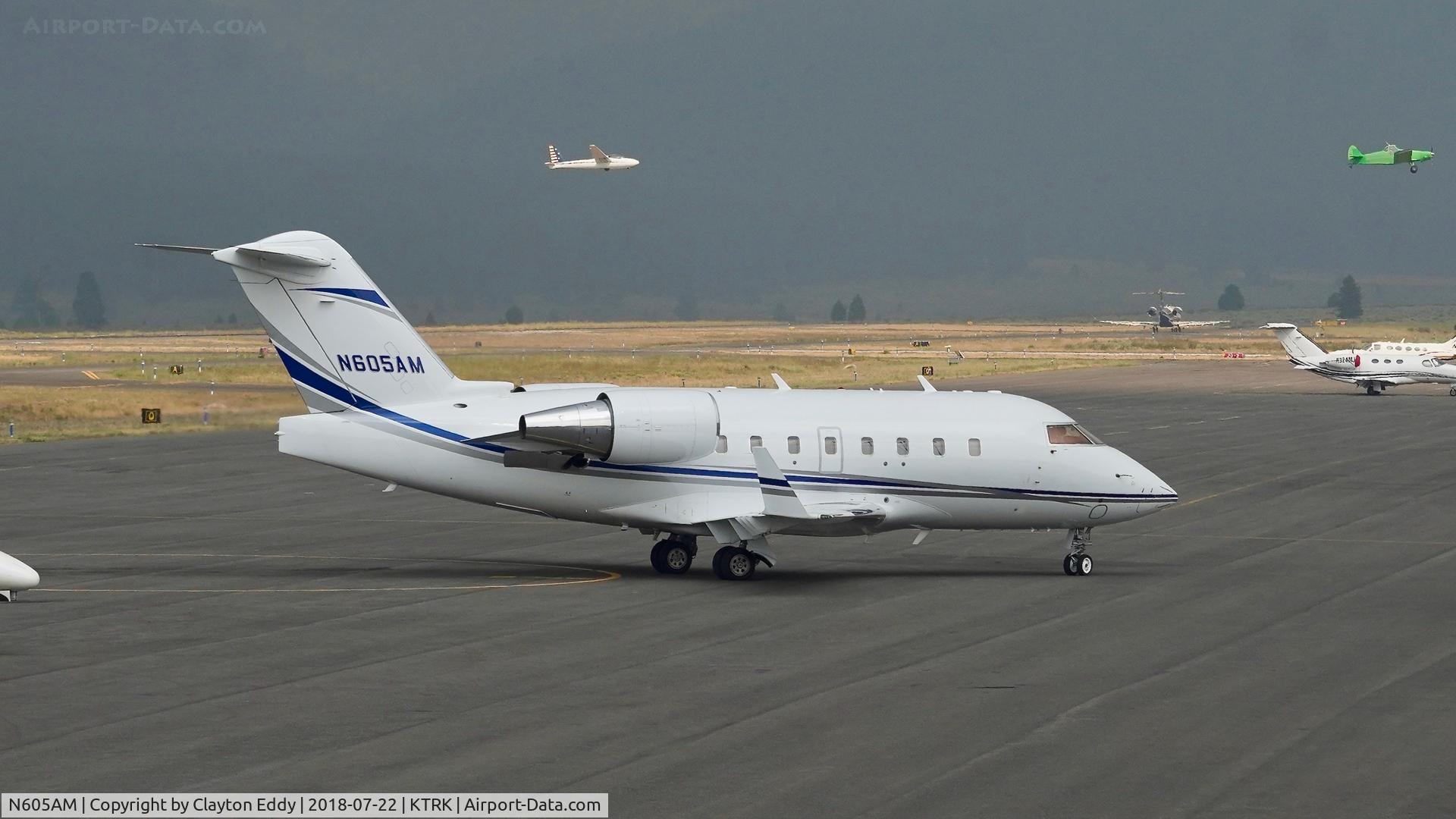 N605AM, 2005 Bombardier Challenger 604 (CL-600-2B16) C/N 5596, Truckee Airport California 2018.