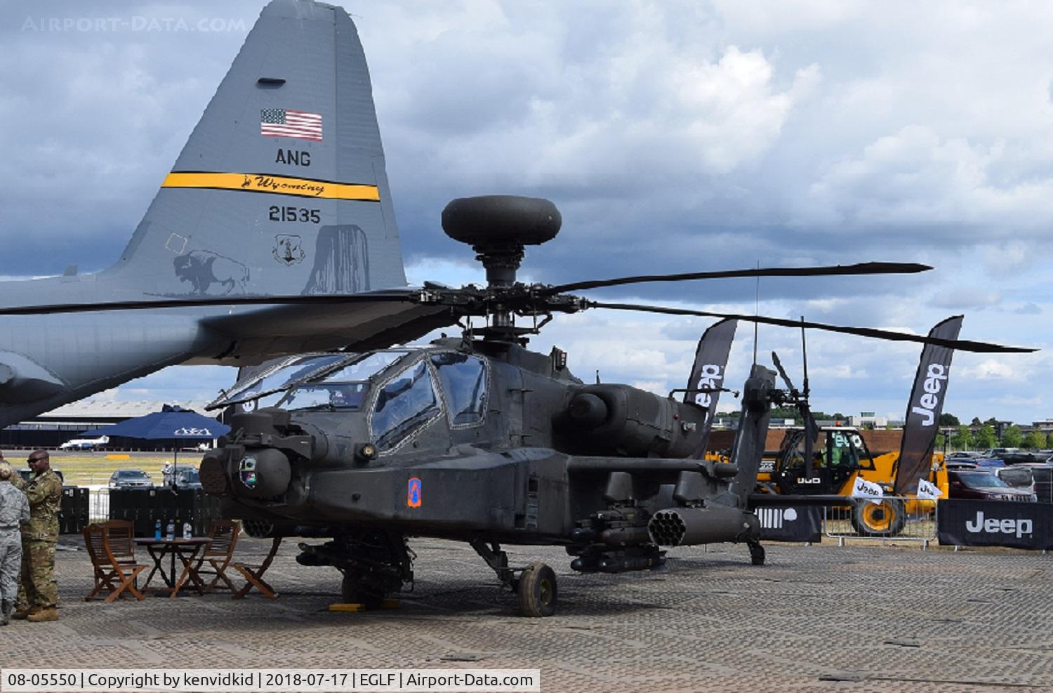 08-05550, Boeing AH-64D Longbow Apache C/N PVD550, On static display at FIA 2018.