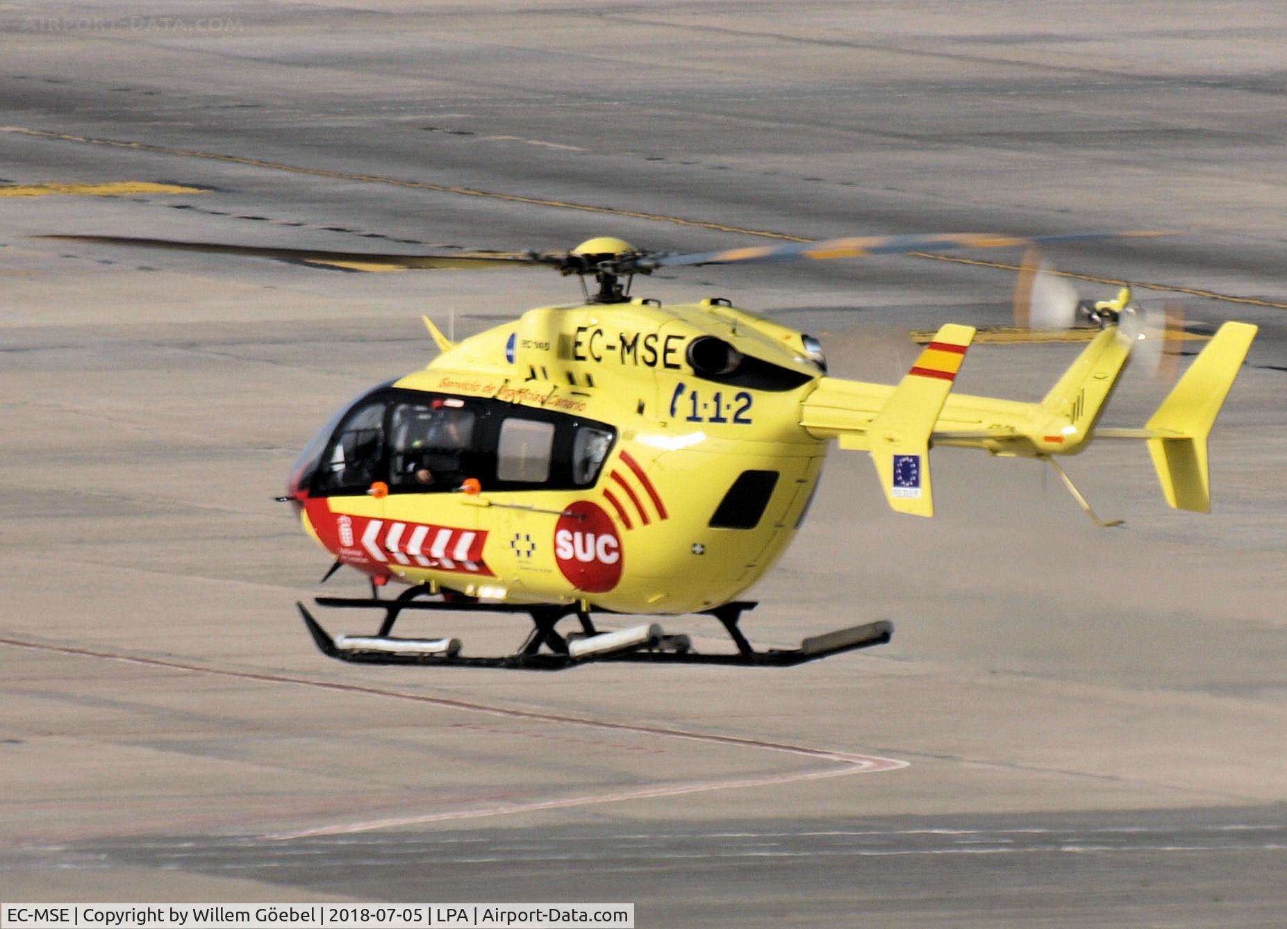 EC-MSE, Eurocopter-Kawasaki EC-145 (BK-117C-2) C/N 96784, Landing on LPA